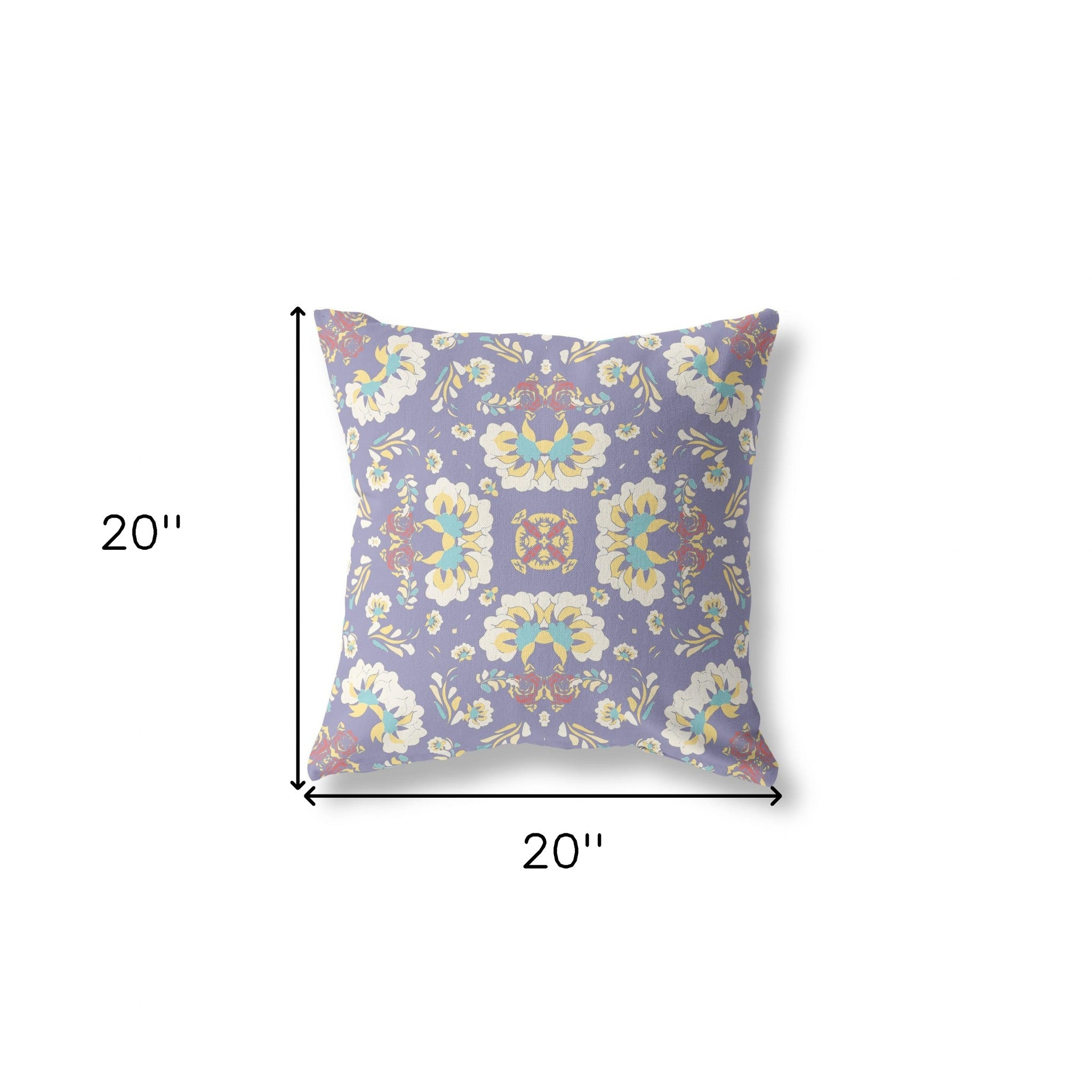 20" X 20" Purple Broadcloth Floral Throw Pillow