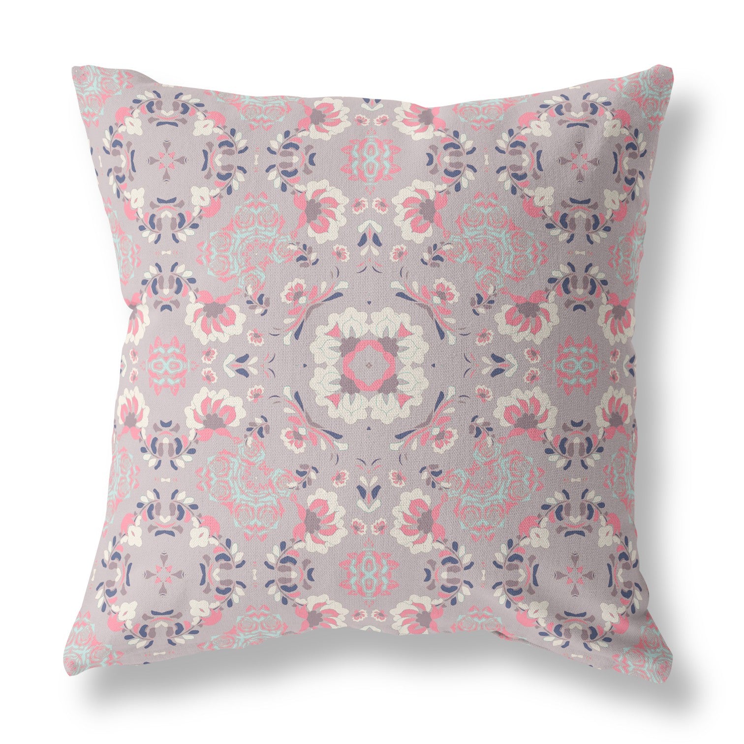 28" X 28" Muted Pink Broadcloth Floral Throw Pillow