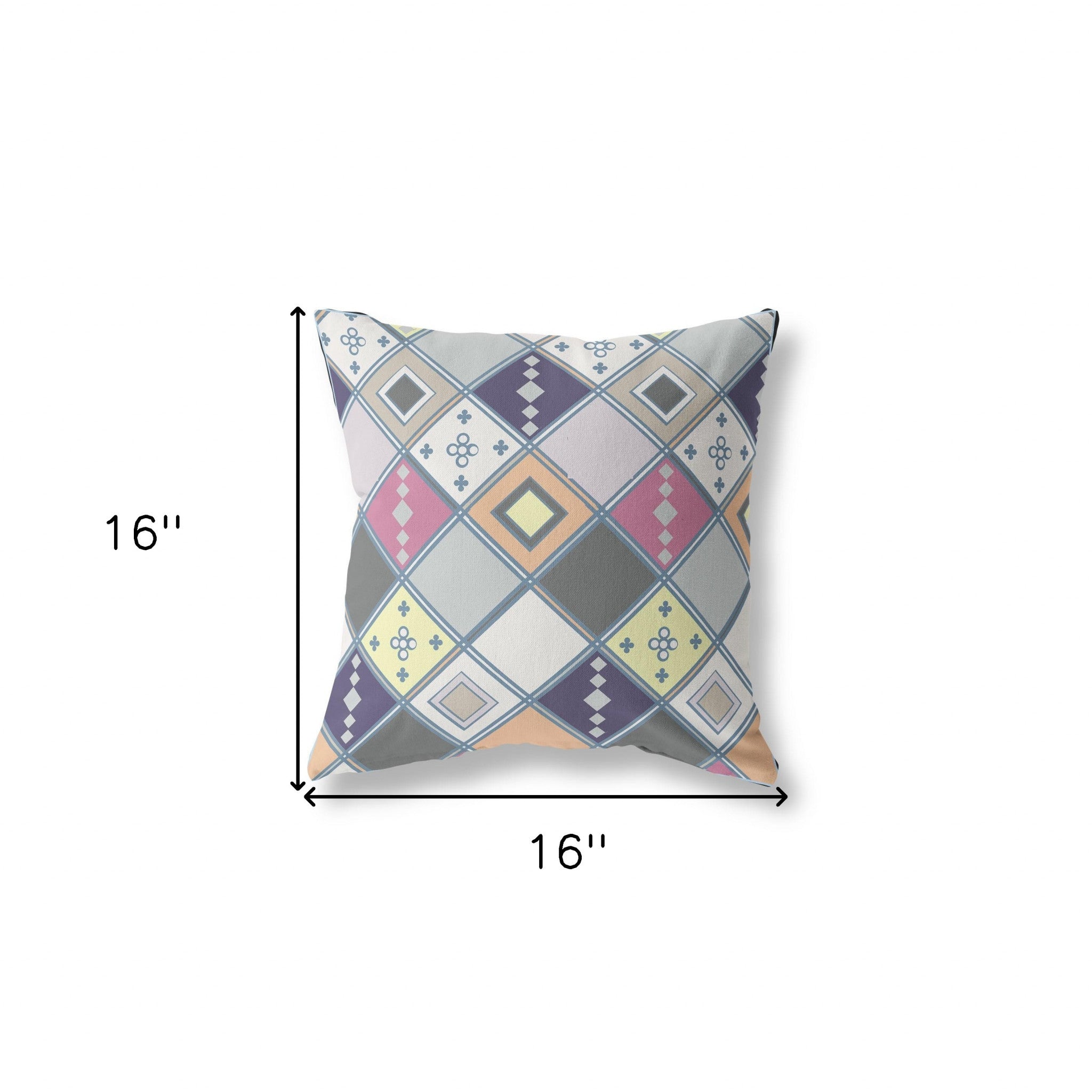 16" X 16" Beige And Pink Broadcloth Floral Throw Pillow