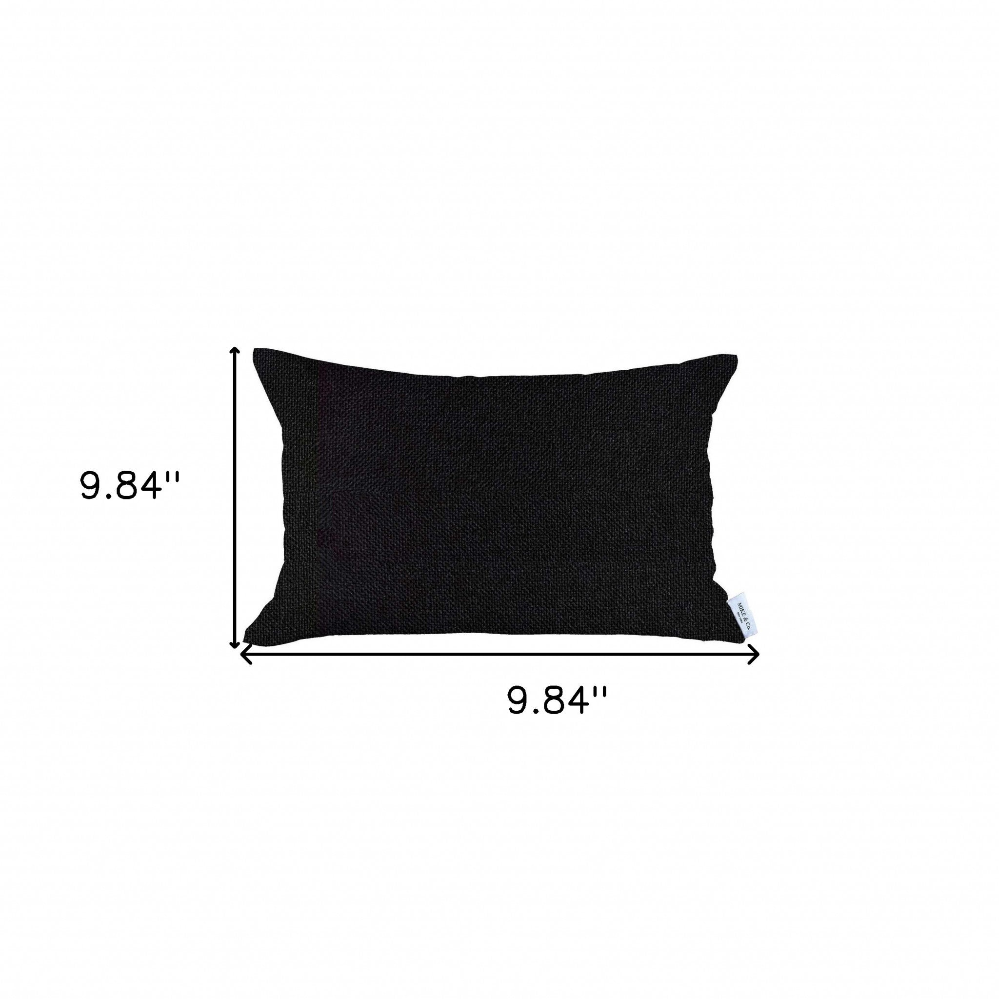 12" X 20" Black Solid Color Zippered Handmade Polyester Lumbar Pillow Cover