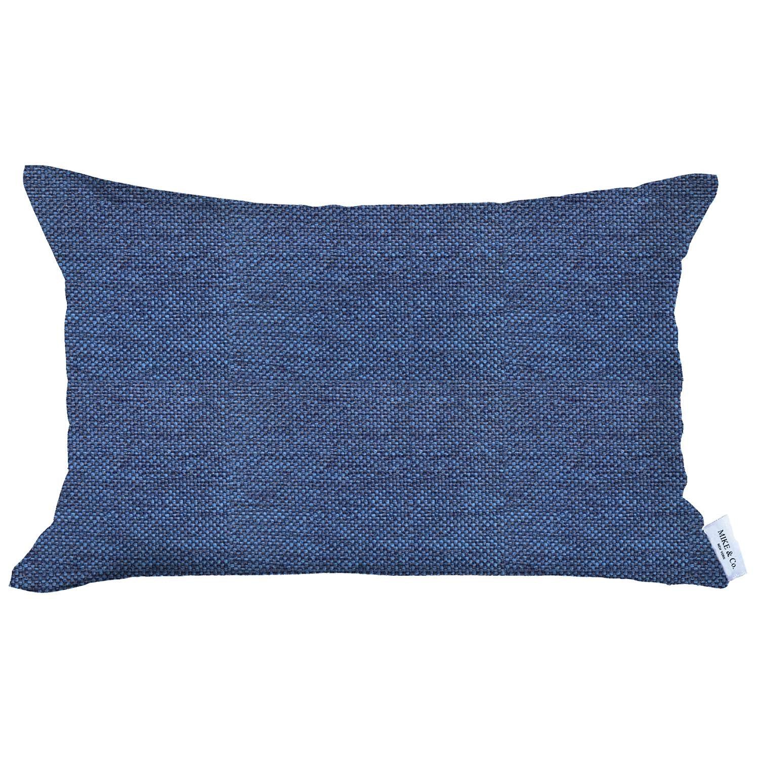 12" X 20" Blue Solid Color Zippered Handmade Polyester Lumbar Pillow Cover