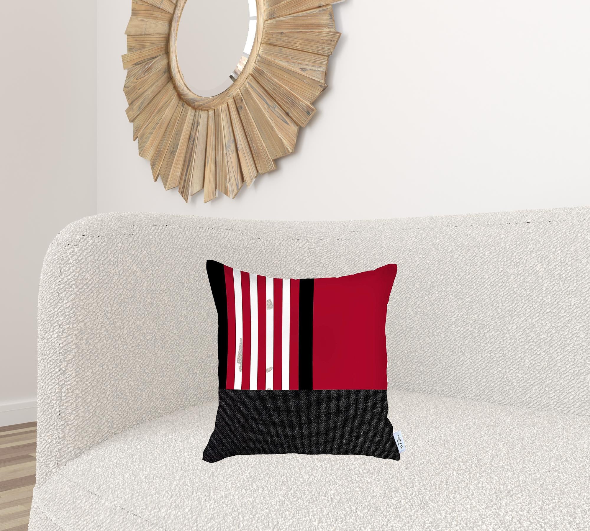 18" X 18" Red Striped Zippered Handmade Polyester Throw Pillow Cover