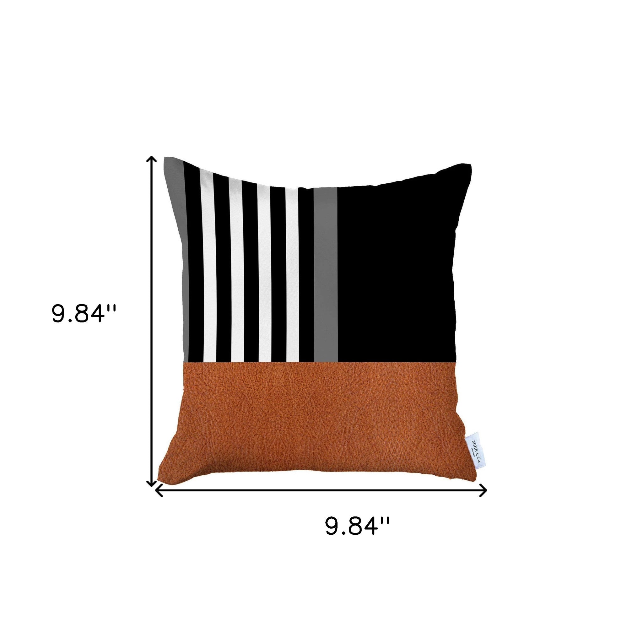 18" X 18" Brown And Black Striped Zippered Handmade Polyester Throw Pillow Cover