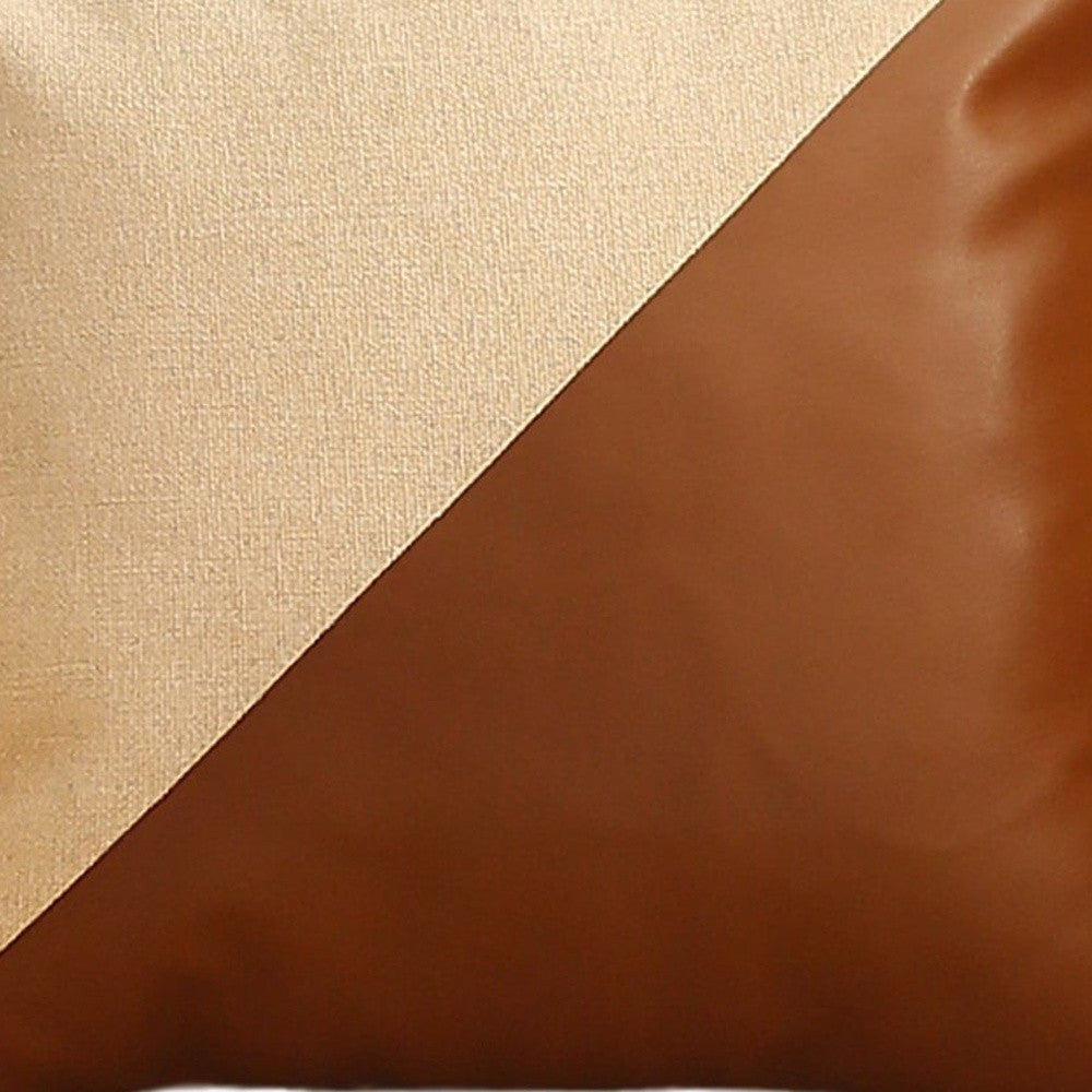 Set Of Two 18" X 18" Brown and Ivory Polyester Zippered Pillow