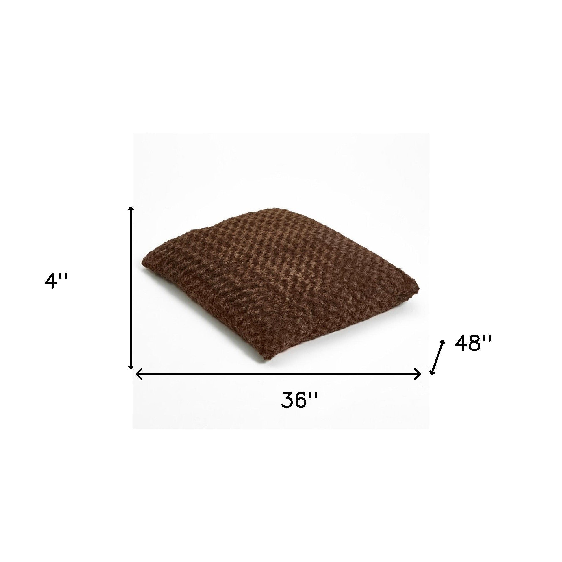 Brown 3" x 4" Lux Faux Fur Rectangle Pet Bed