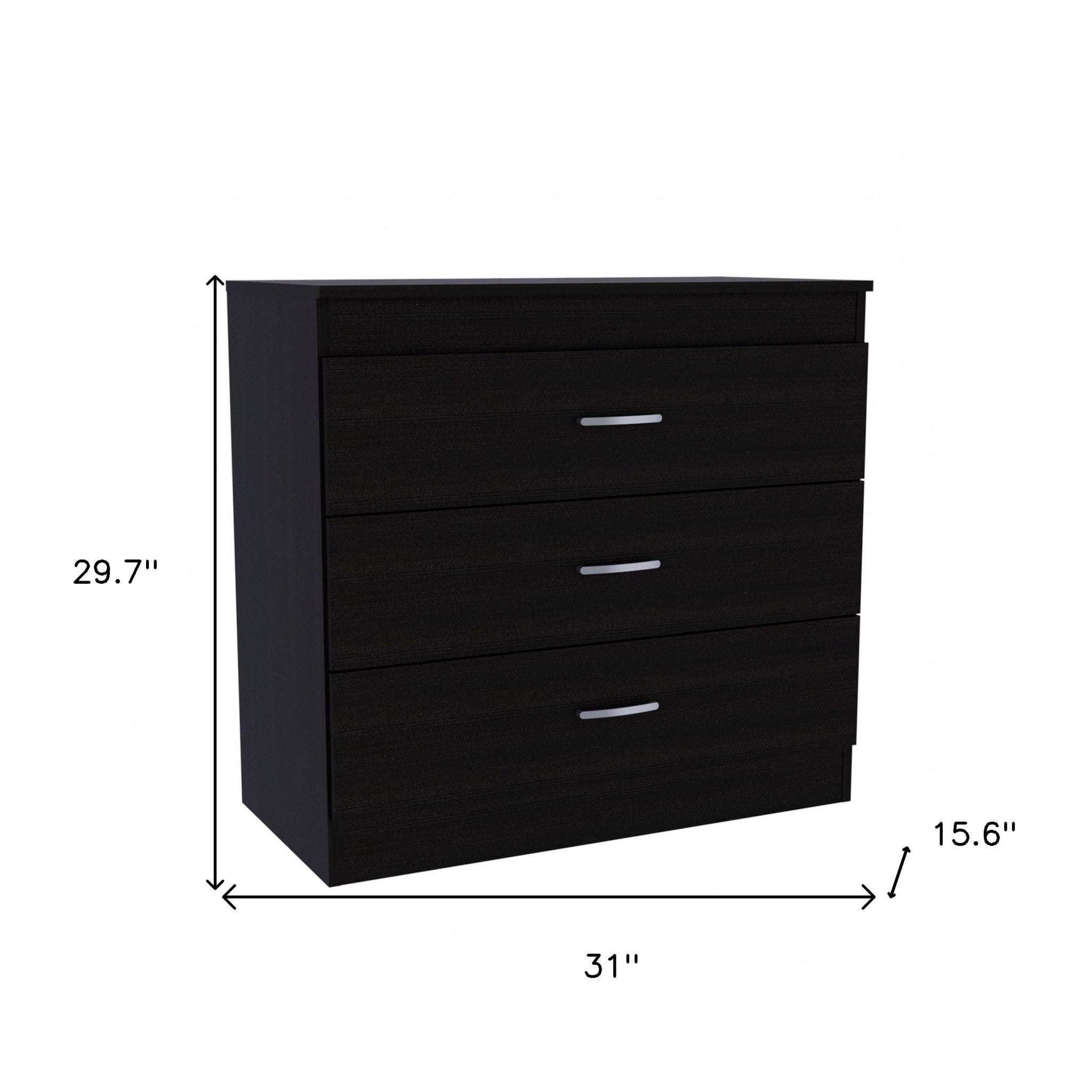 29" Black Three Drawer Dresser