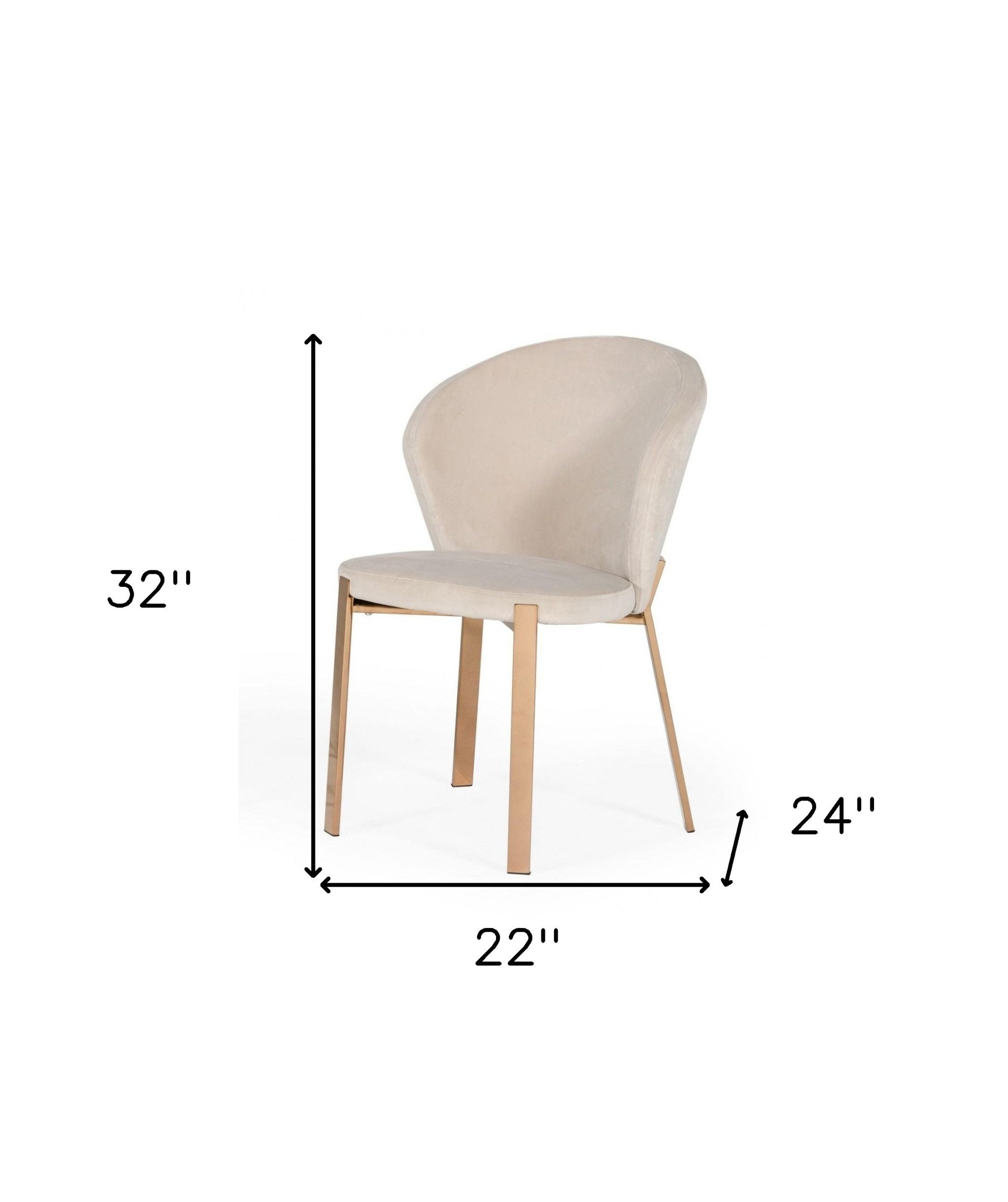 Beige Velvet Rosegold Dining Chair