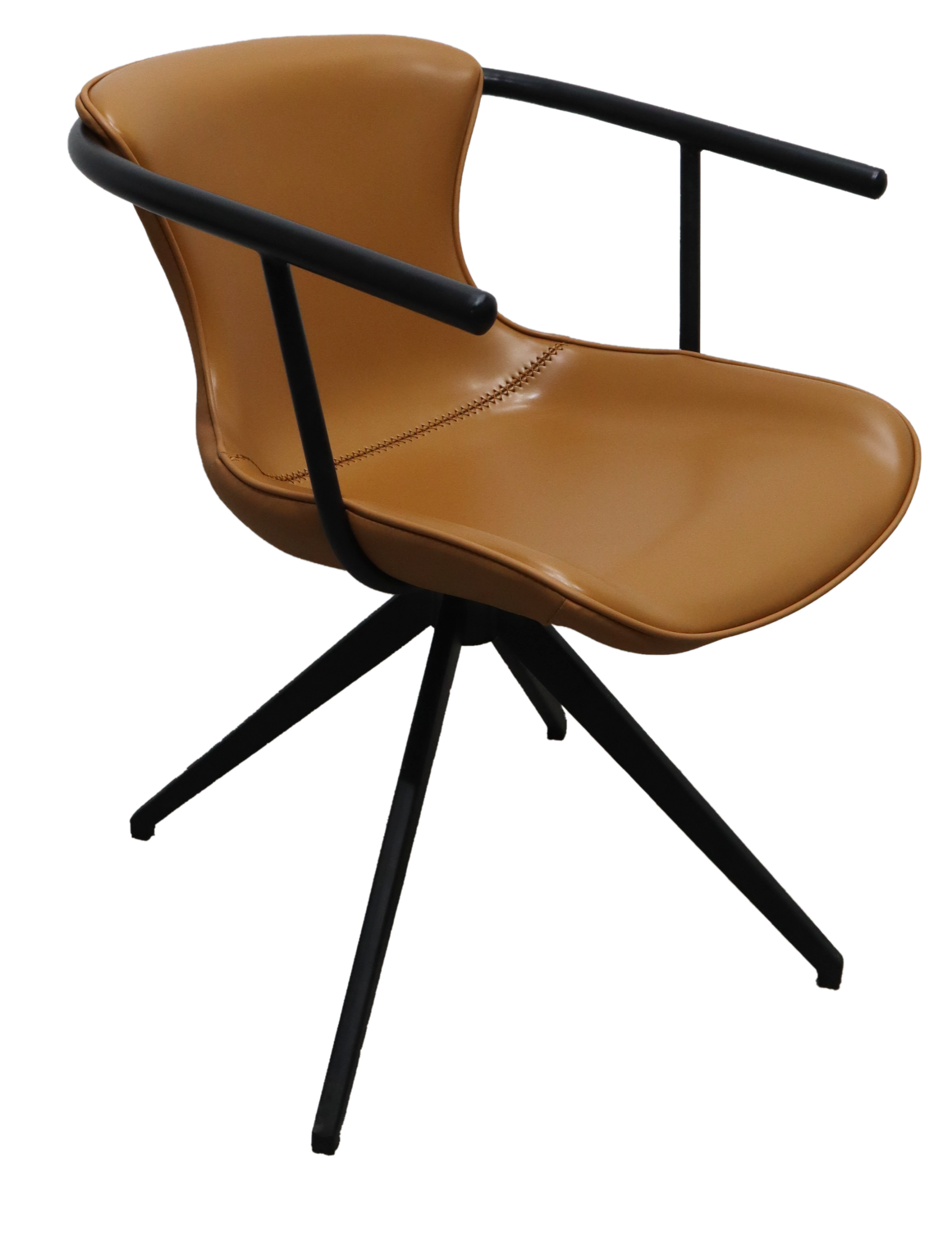 Camel Faux Leather Industrial Dining Chair