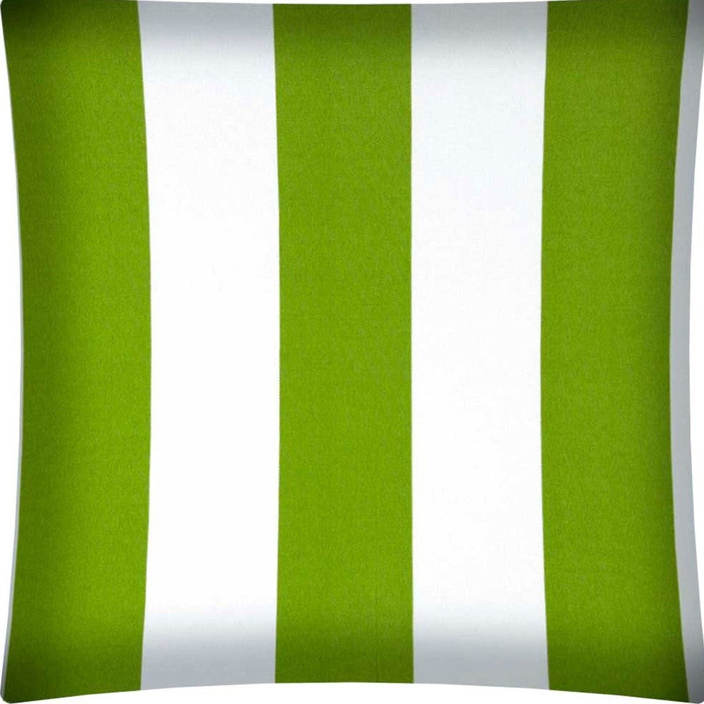 17" X 17" Green And Ivory Zippered Striped Throw Indoor Outdoor Pillow Cover