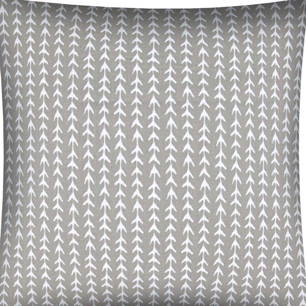 17" X 17" Taupe And White Zippered Polyester Geometric Throw Pillow Cover