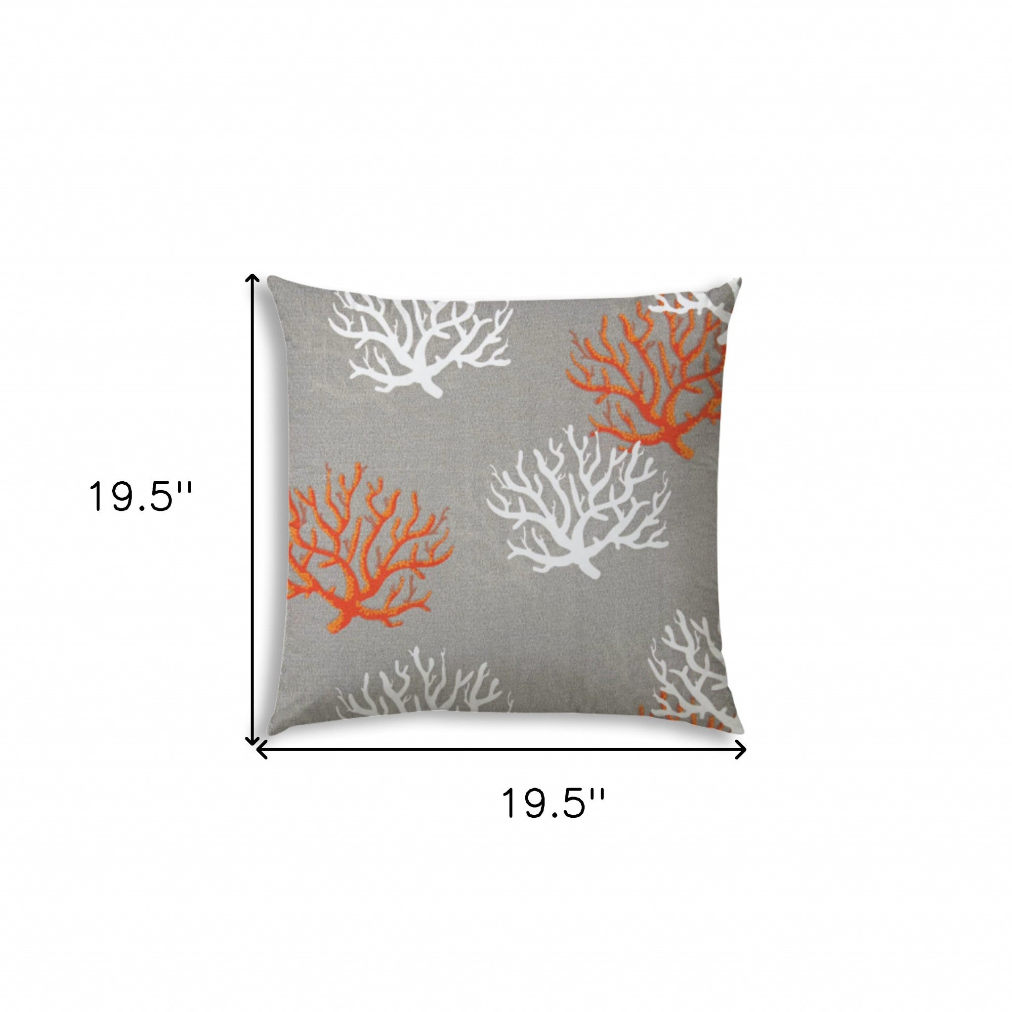 20" X 20" Gray Orange And White Zippered Polyester Coastal Throw Pillow Cover