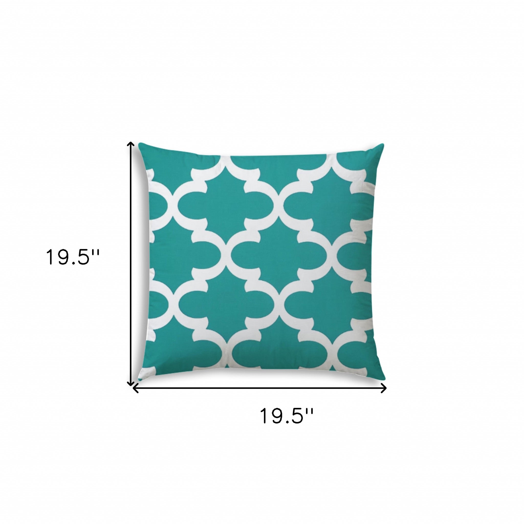 20" X 20" Turquoise And White Zippered Polyester Quatrefoil Throw Pillow Cover