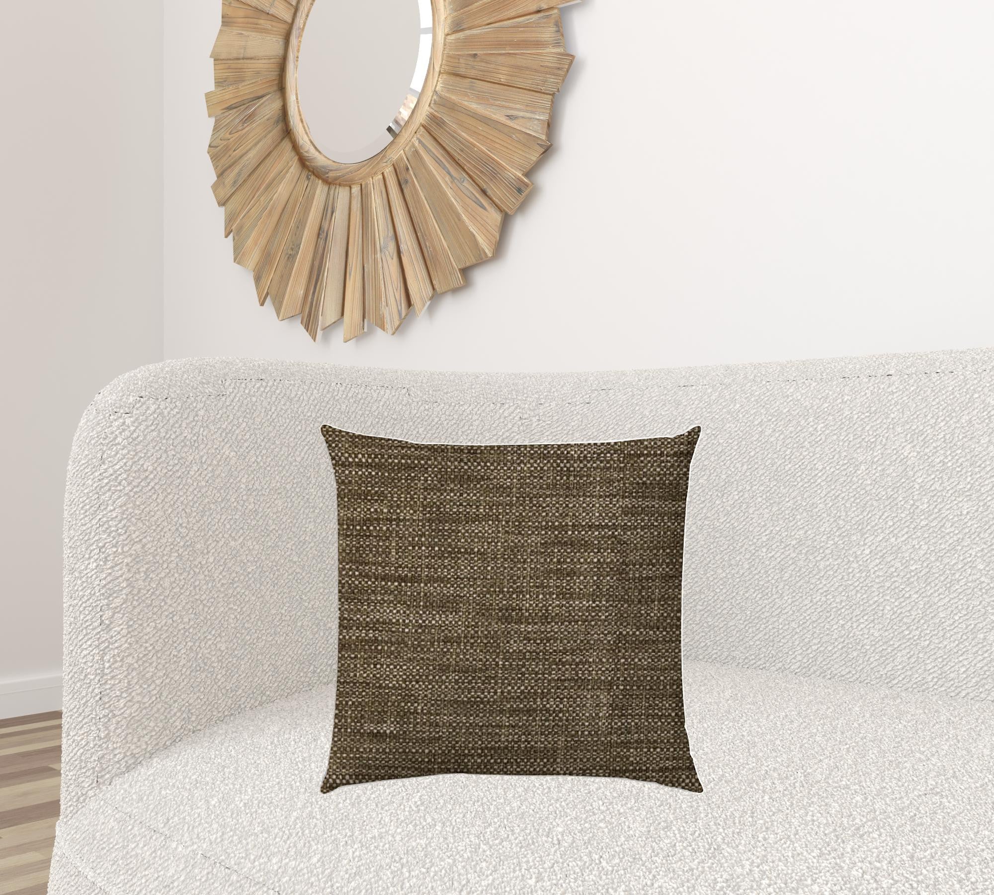 20" X 20" Brown Beige And Espresso Zippered Polyester Solid Color Throw Pillow Cover