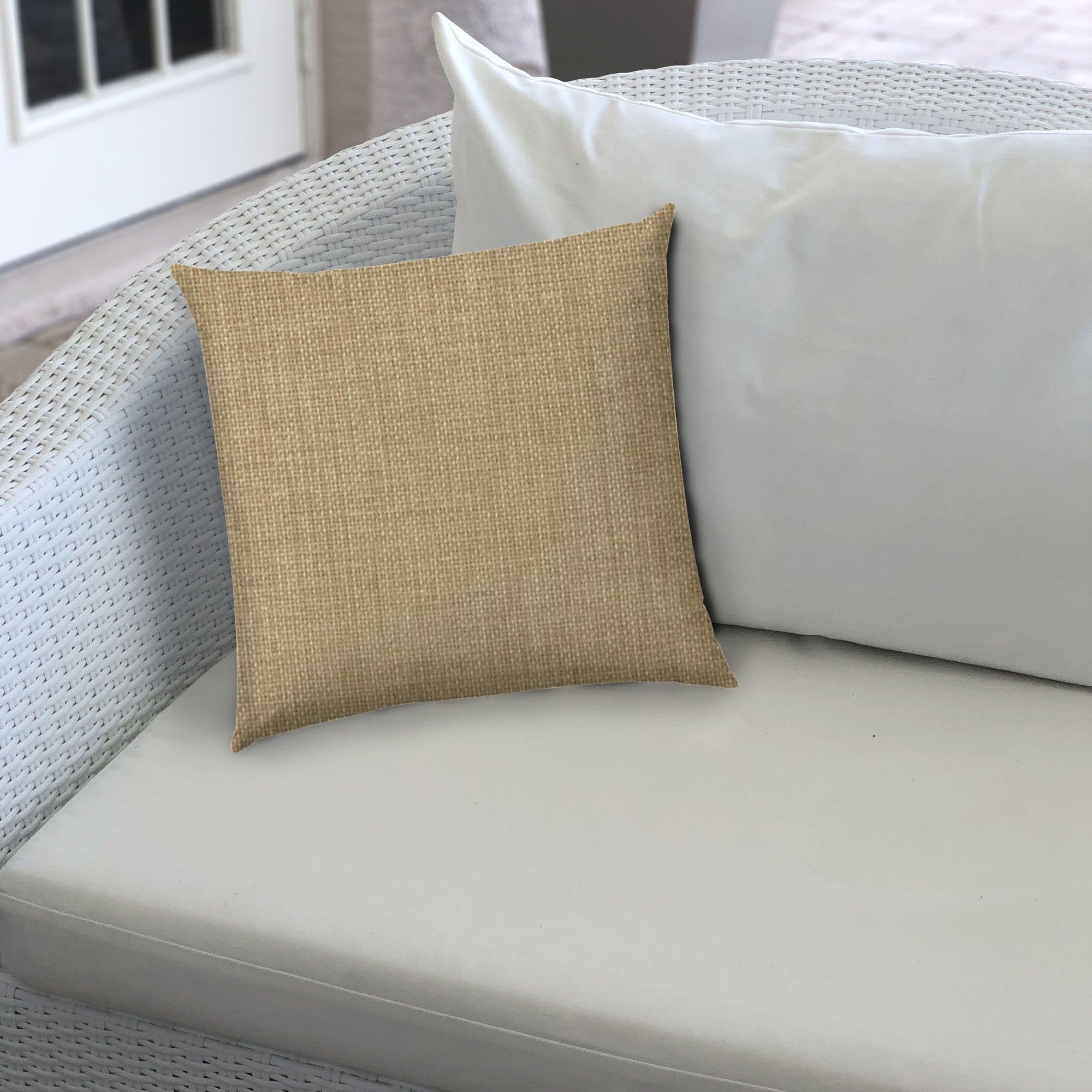 20" X 20" Tan Beige And Off White Zippered Polyester Solid Color Throw Pillow Cover