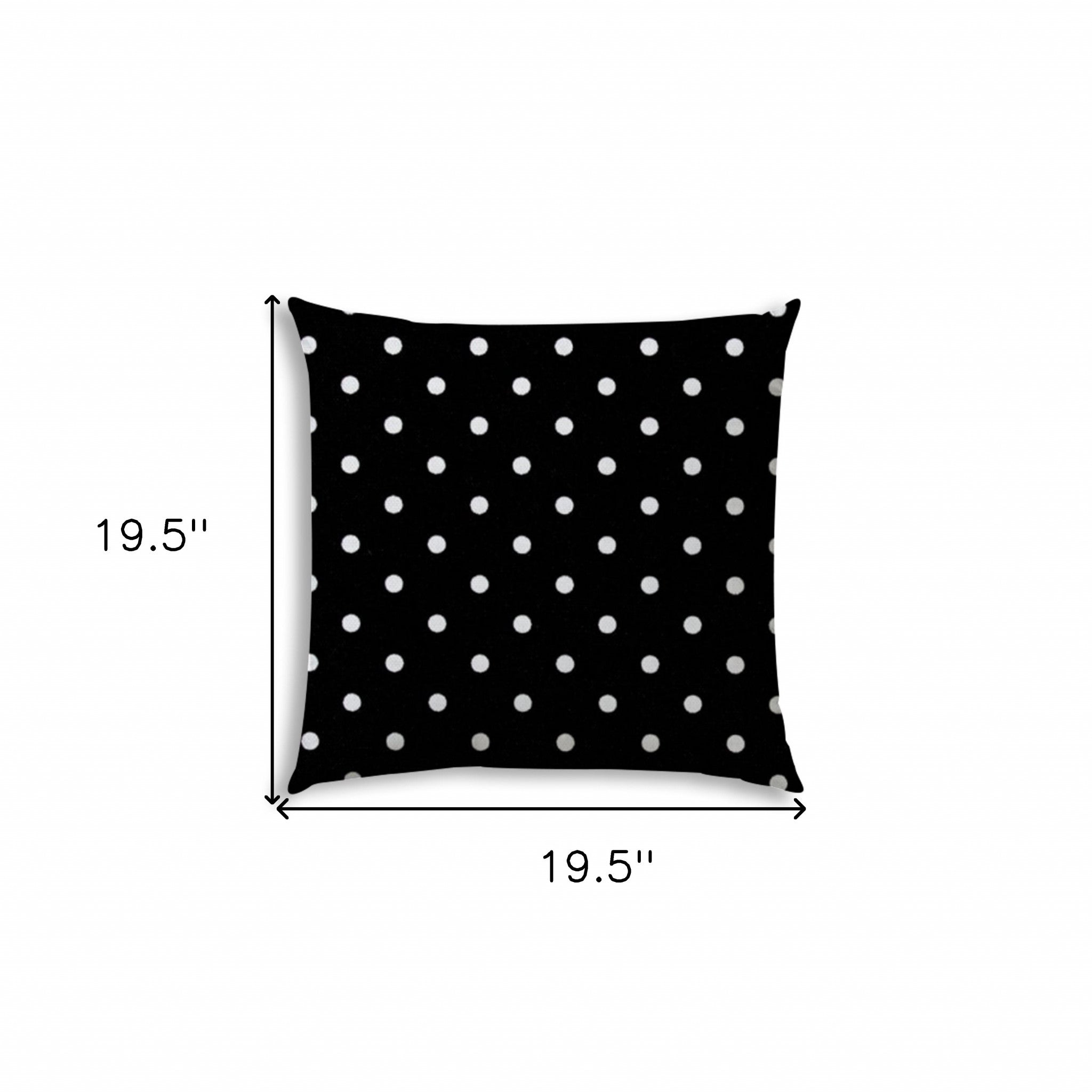 20" X 20" Black And White Zippered Polyester Polka Dots Throw Pillow Cover