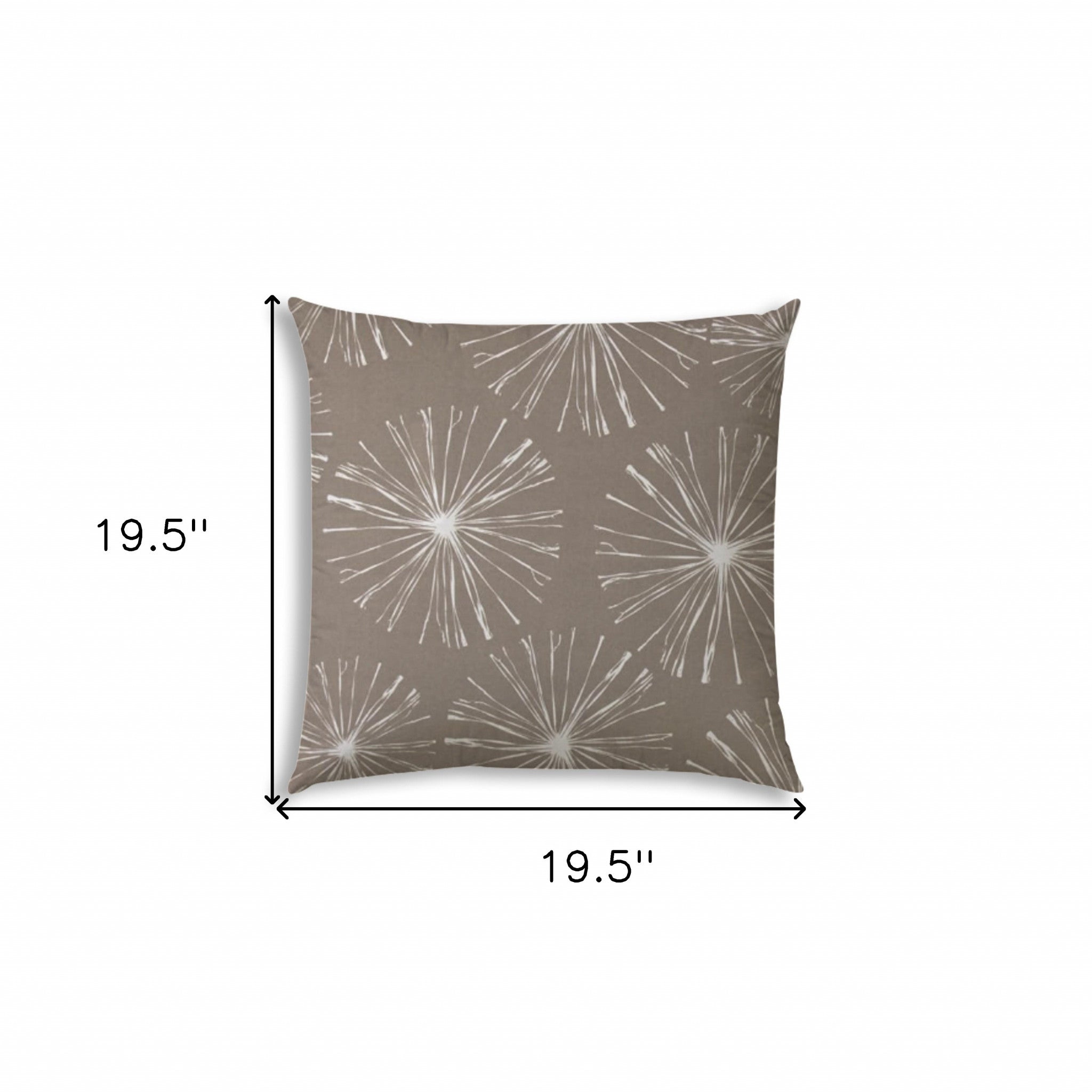 20" X 20" Taupe And White Zippered Polyester Floral Throw Pillow Cover