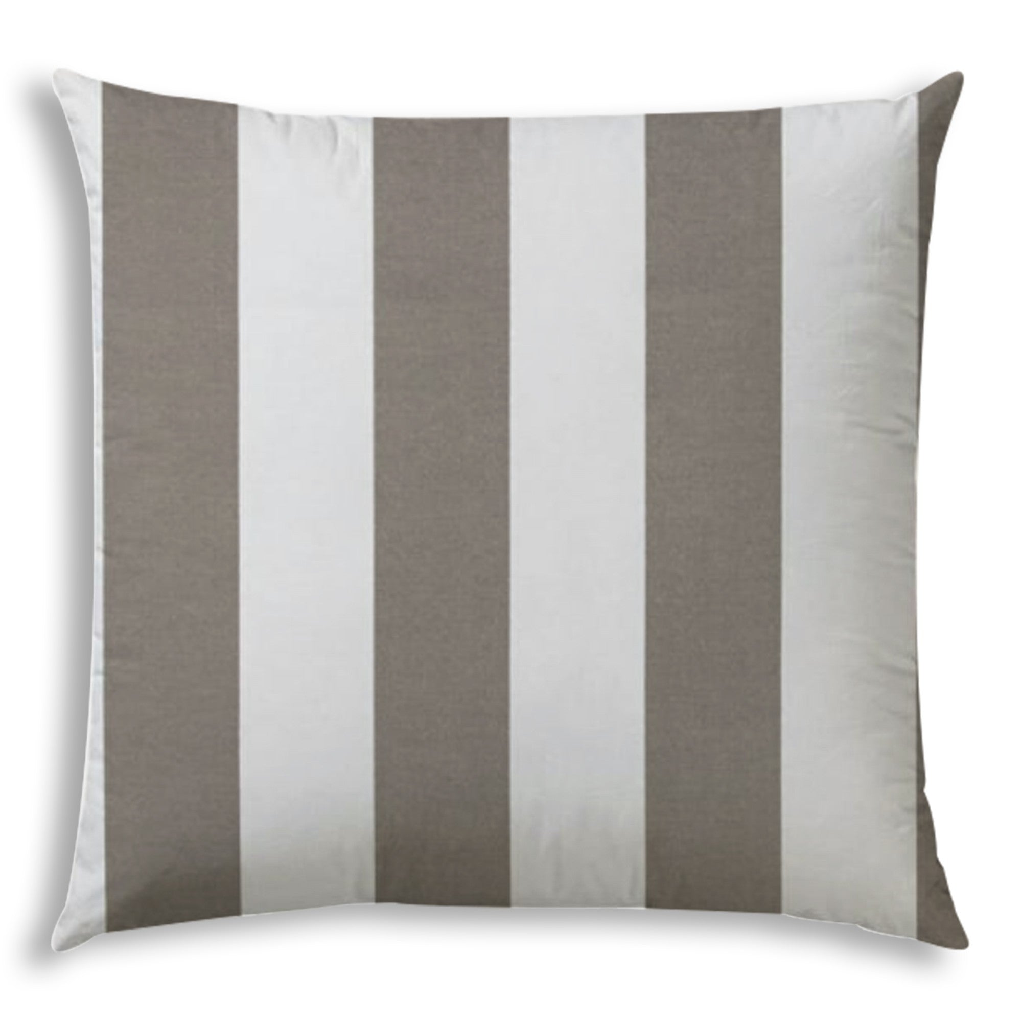 20" X 20" Taupe And Ivory Zippered Polyester Striped Throw Pillow Cover