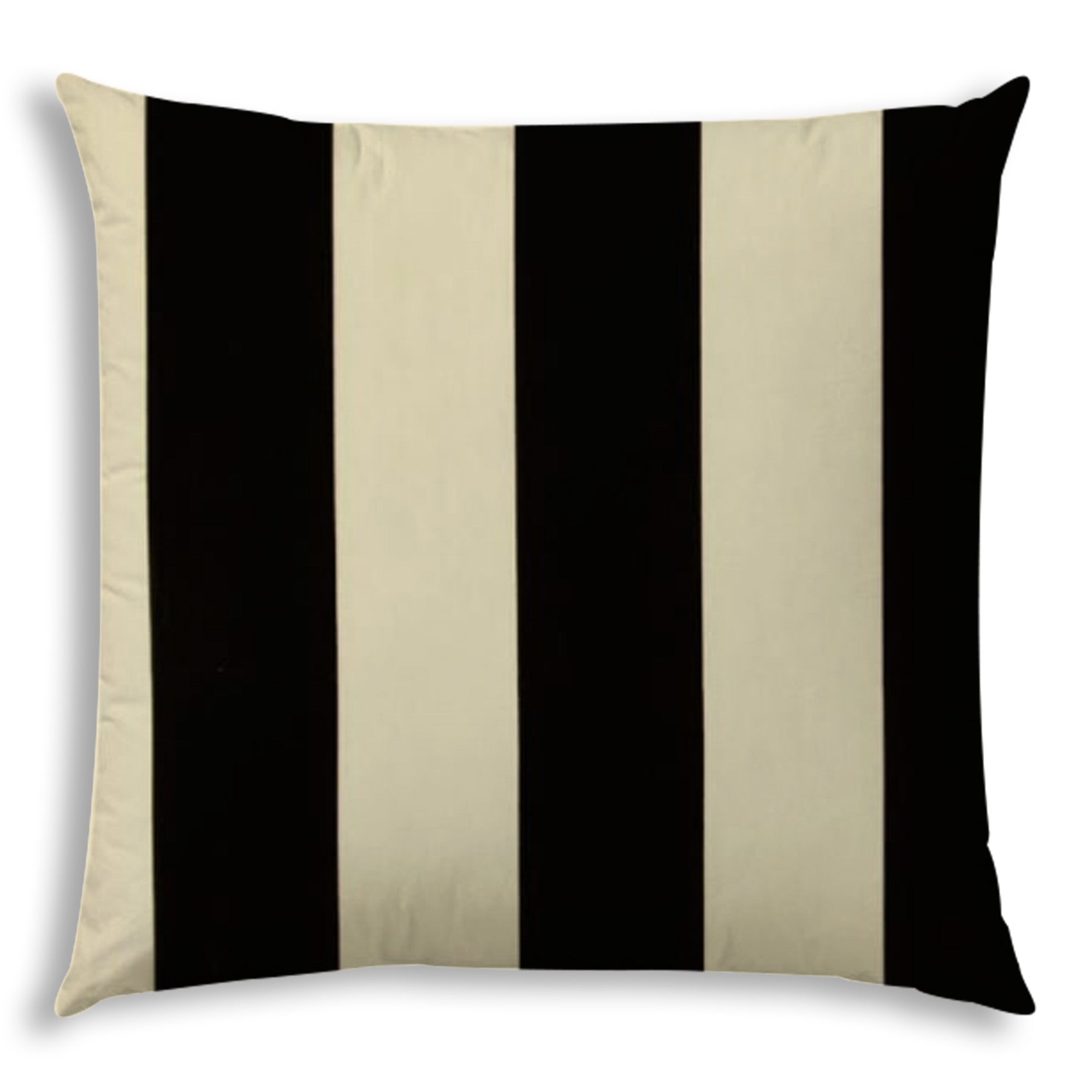 20" X 20" Black And Ivory Zippered Polyester Striped Throw Pillow Cover