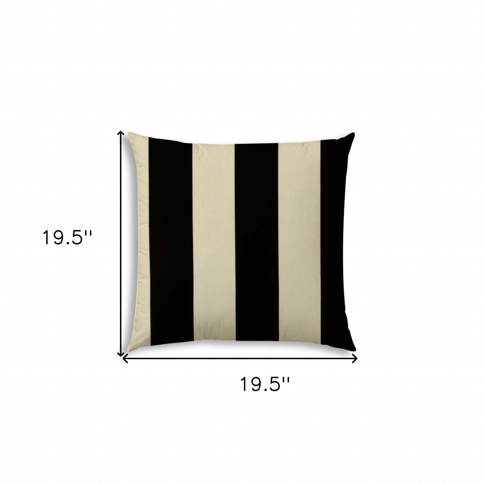 20" X 20" Black And Ivory Zippered Polyester Striped Throw Pillow Cover