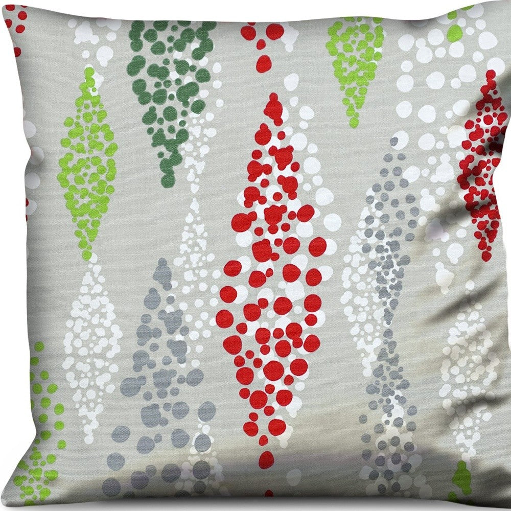 14" X 20" Red Gray And White Zippered100% Cotton Christmas Lumbar Indoor Outdoor Pillow Cover