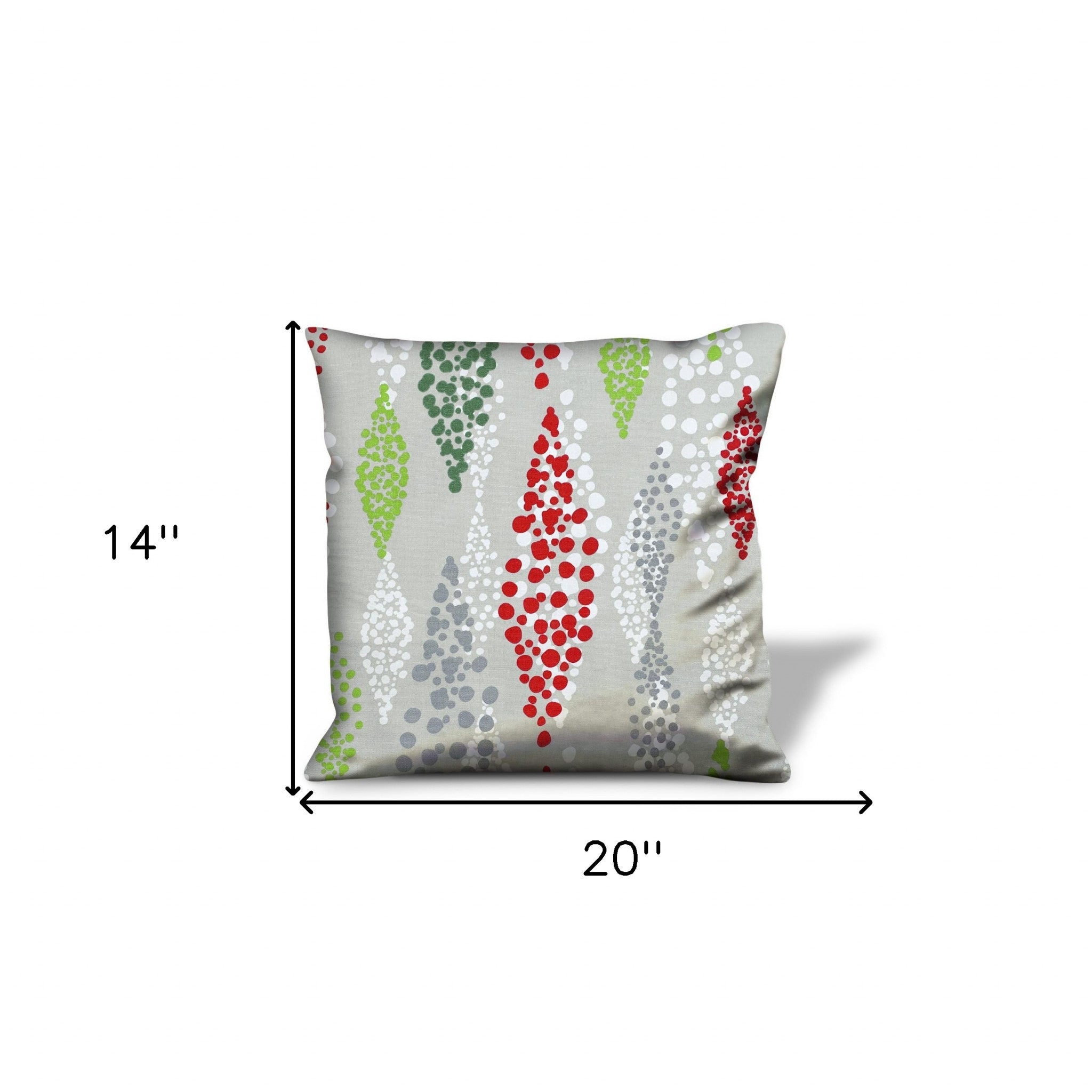 14" X 20" Red Gray And White Zippered100% Cotton Christmas Lumbar Indoor Outdoor Pillow Cover