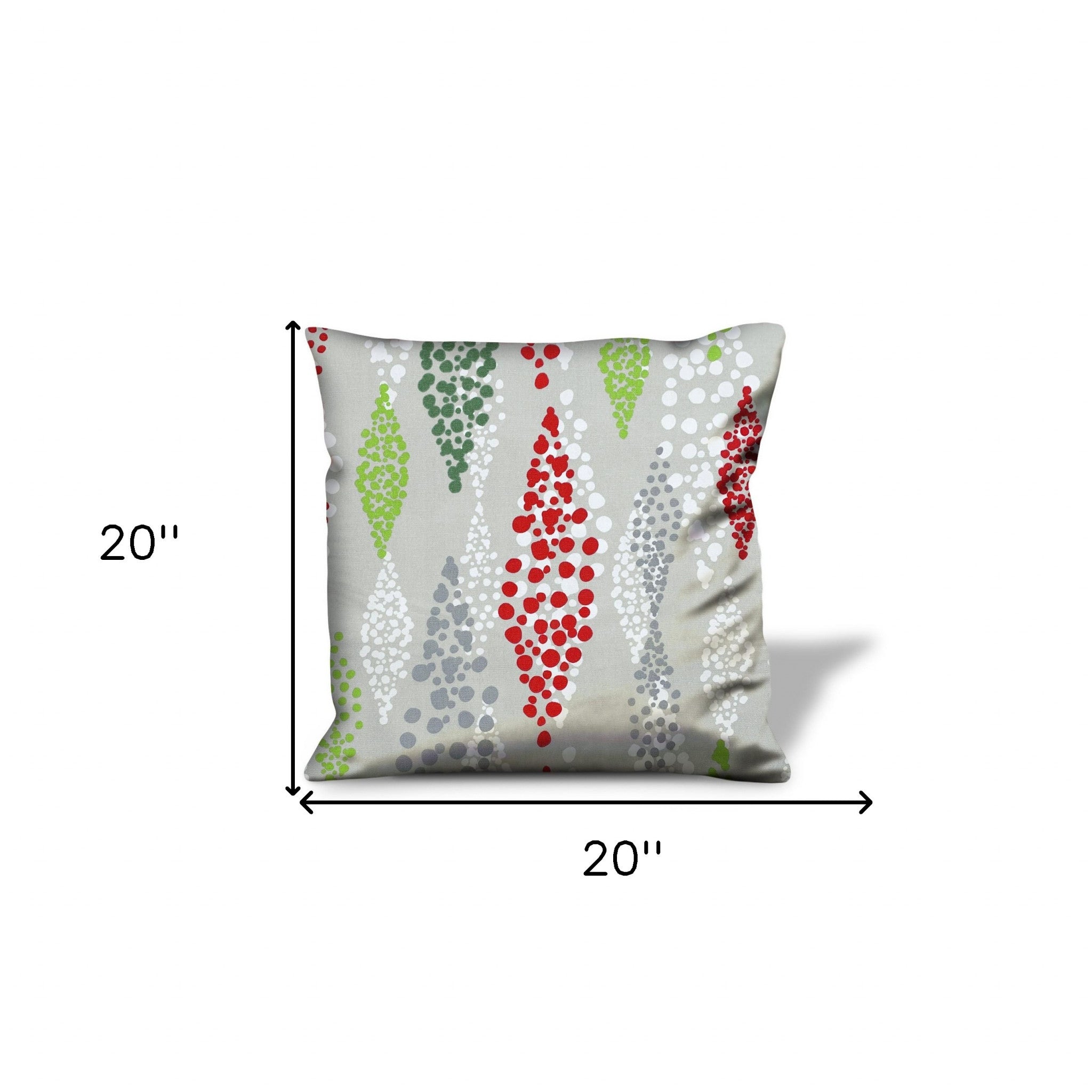 20" X 20" Red Gray And White Zippered 100% Cotton Throw Pillow Cover