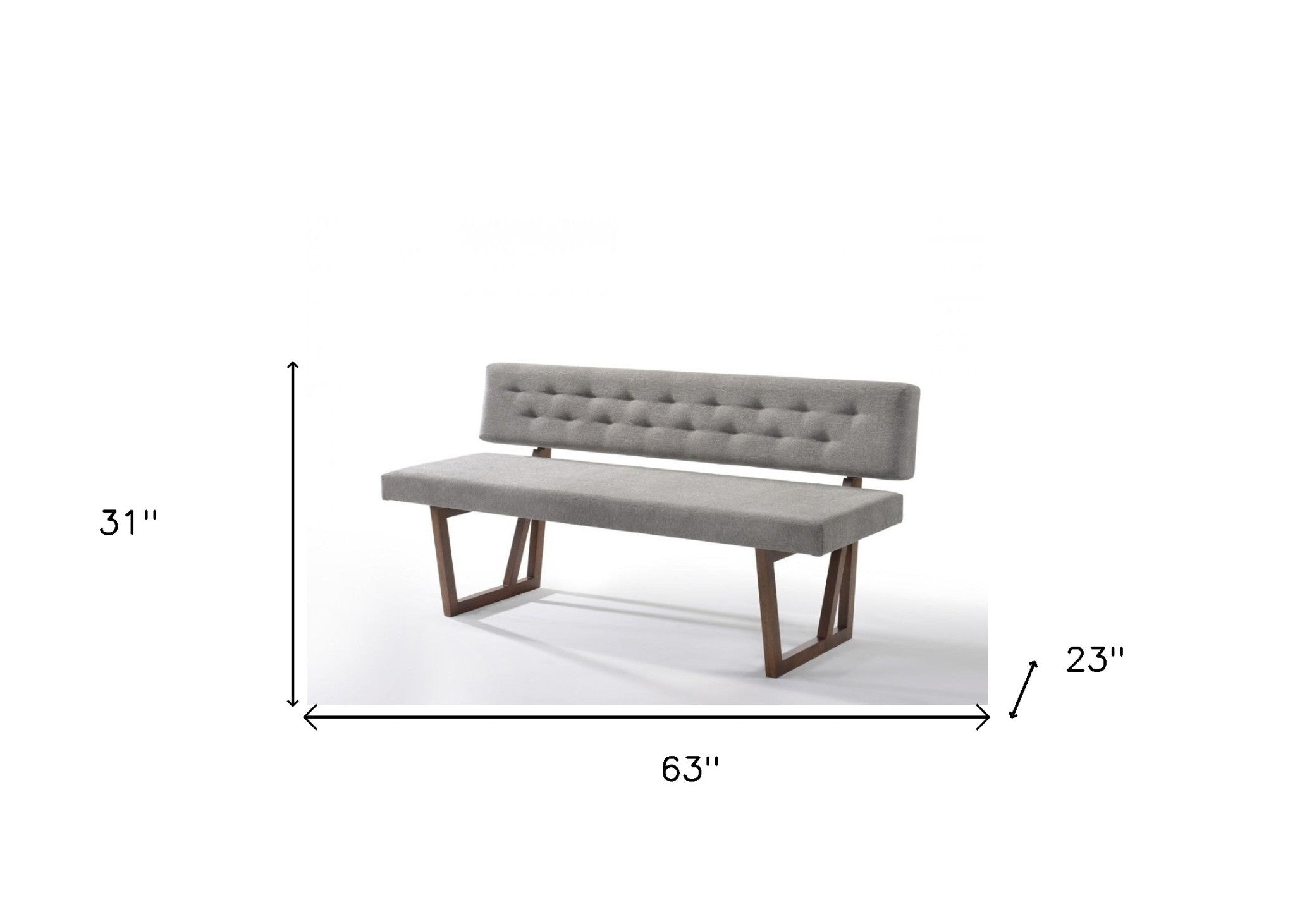 63" Gray And Brown Upholstered Linen Blend Dining bench