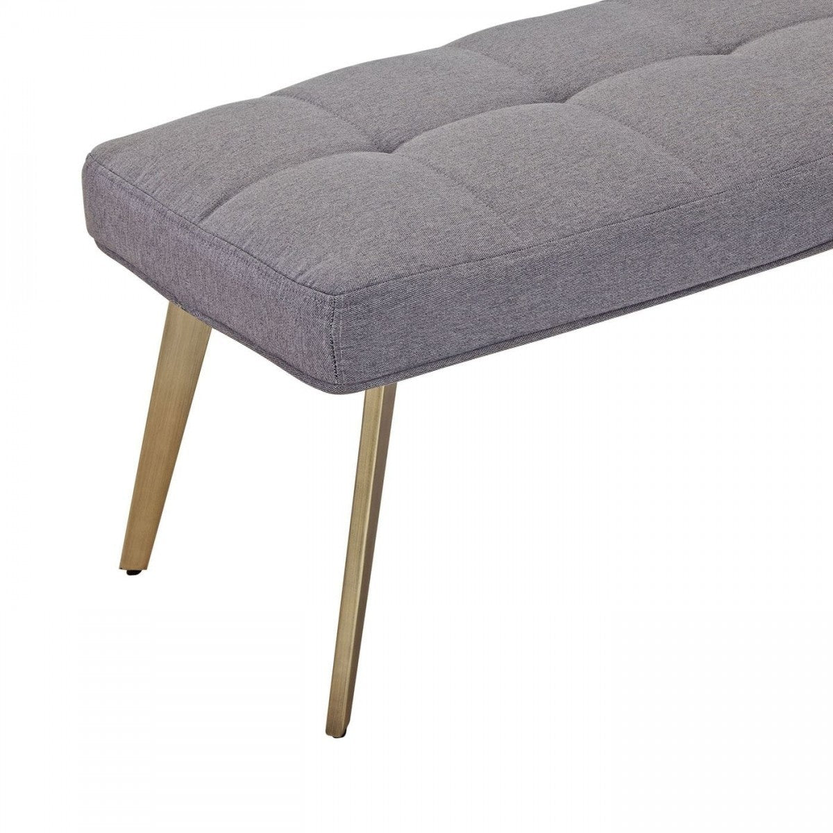 47" Gray And Gold Upholstered Linen Blend Dining bench