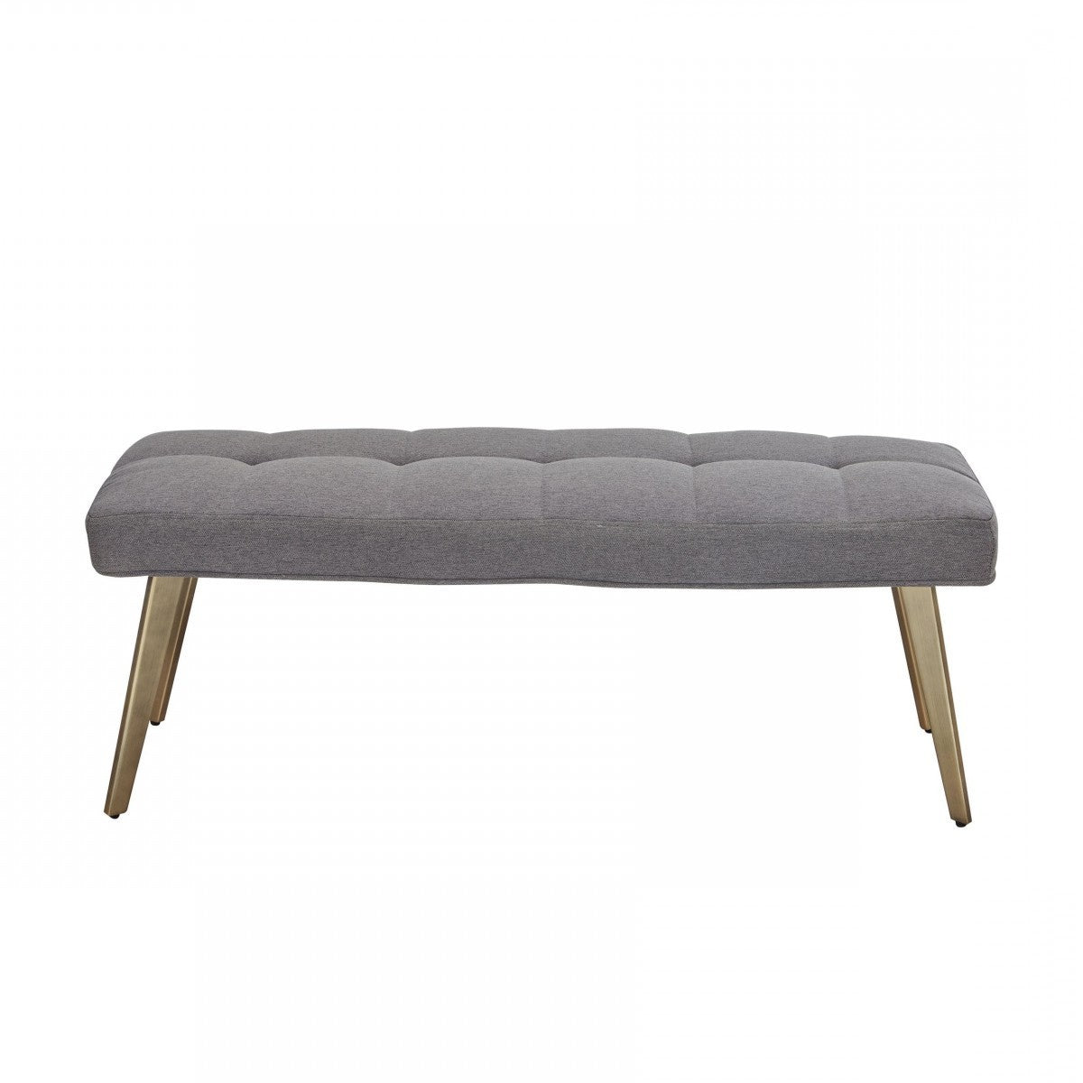 47" Gray And Gold Upholstered Linen Blend Dining bench