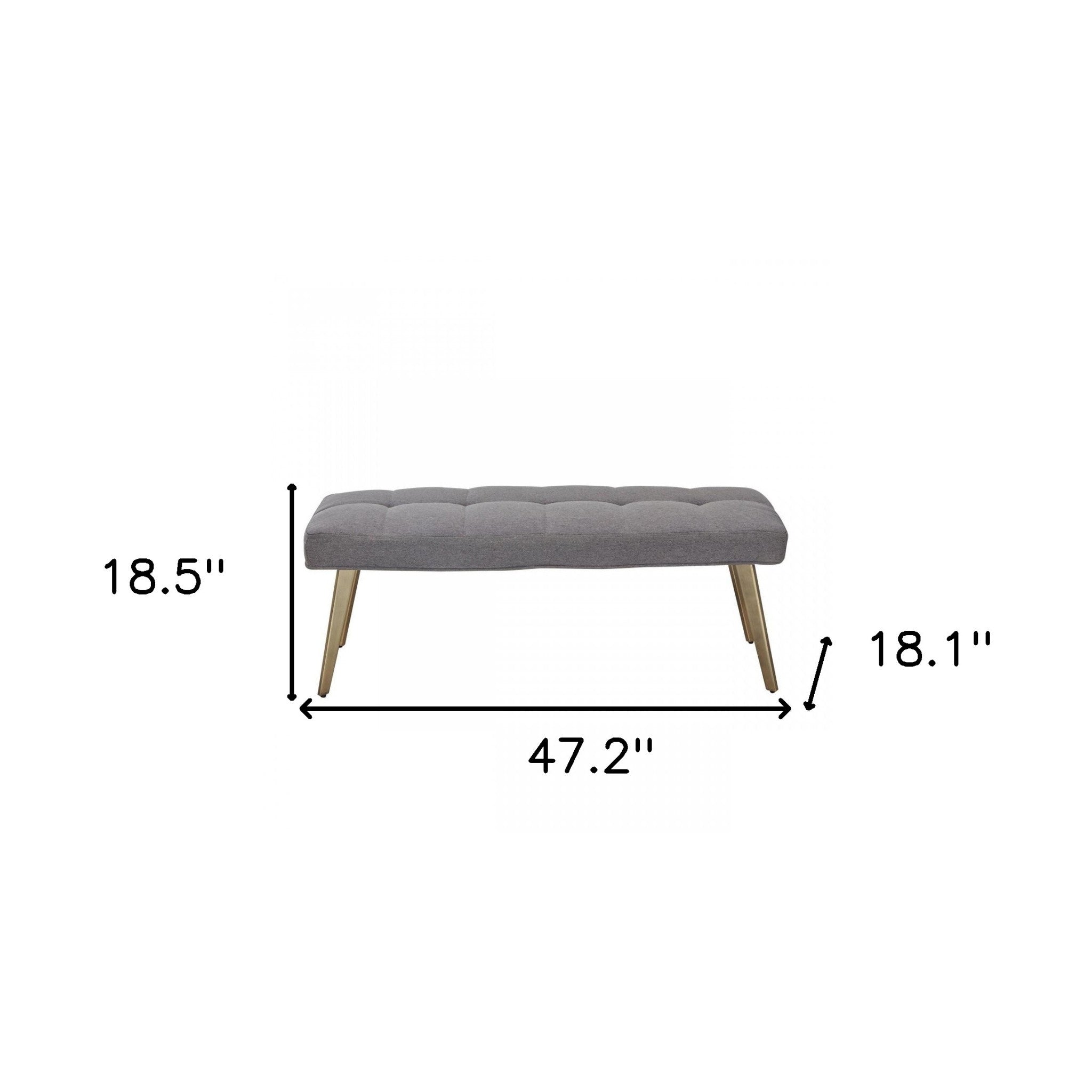 47" Gray And Gold Upholstered Linen Blend Dining bench