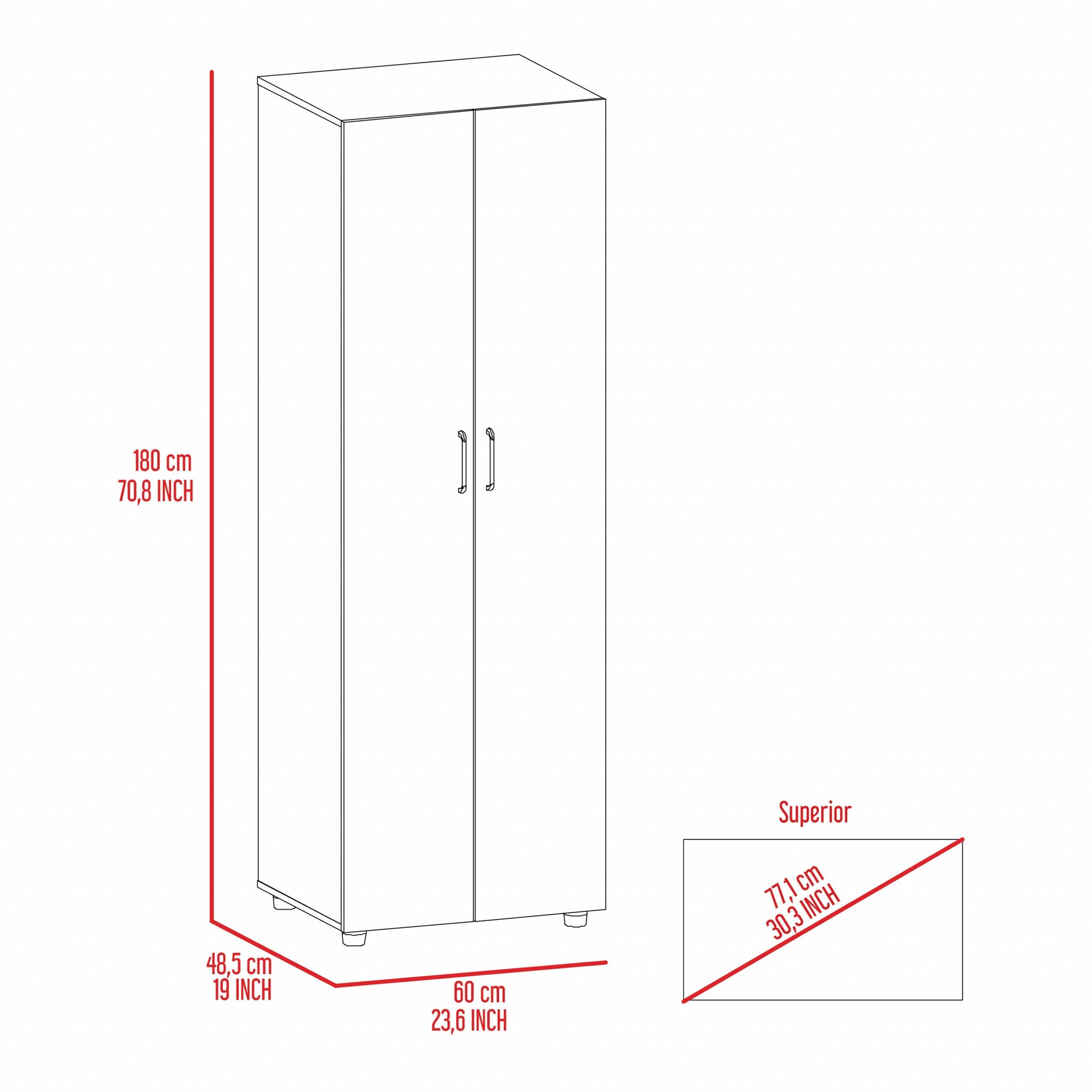 71" Black Tall Two Door Closet