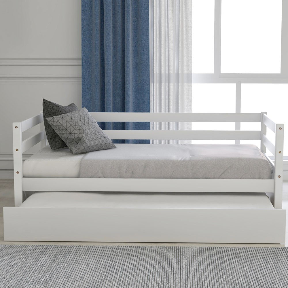 White Twin Bed with Trundle