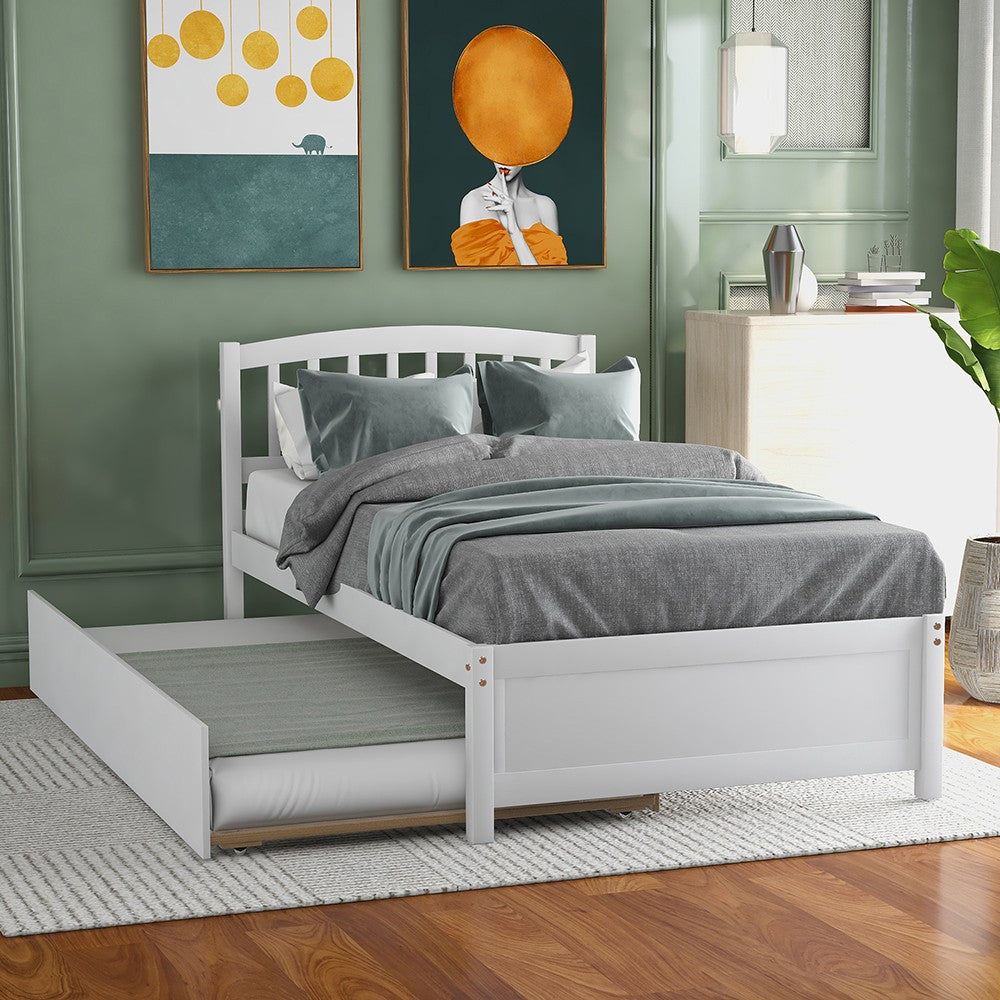 White Twin Bed with Trundle