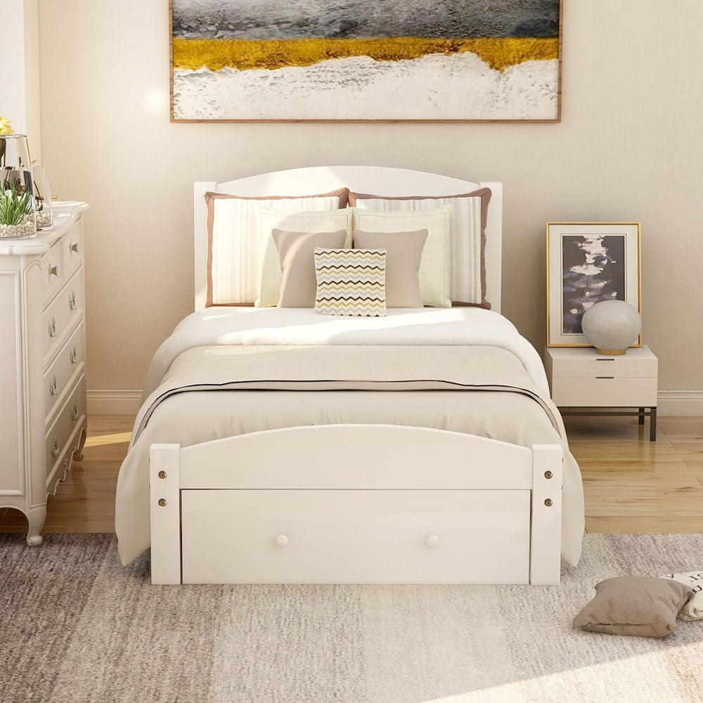 Twin White Upholstered Bed