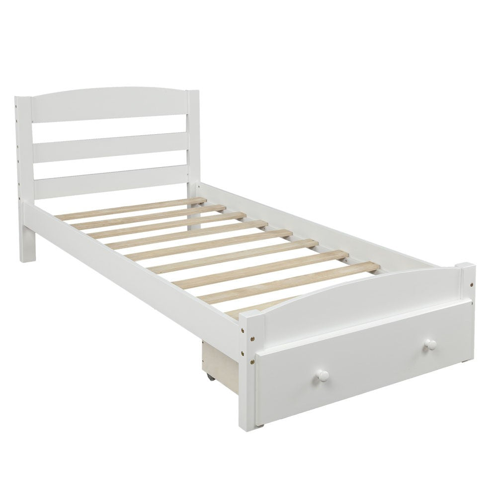 Twin White Upholstered Bed