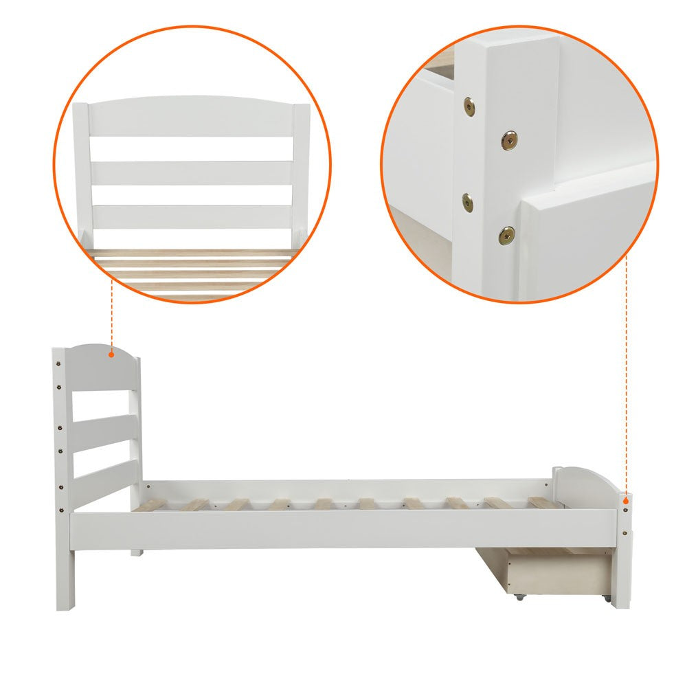 Twin White Upholstered Bed