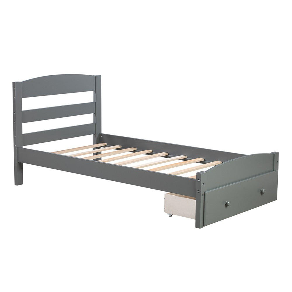 Twin Gray Upholstered Bed