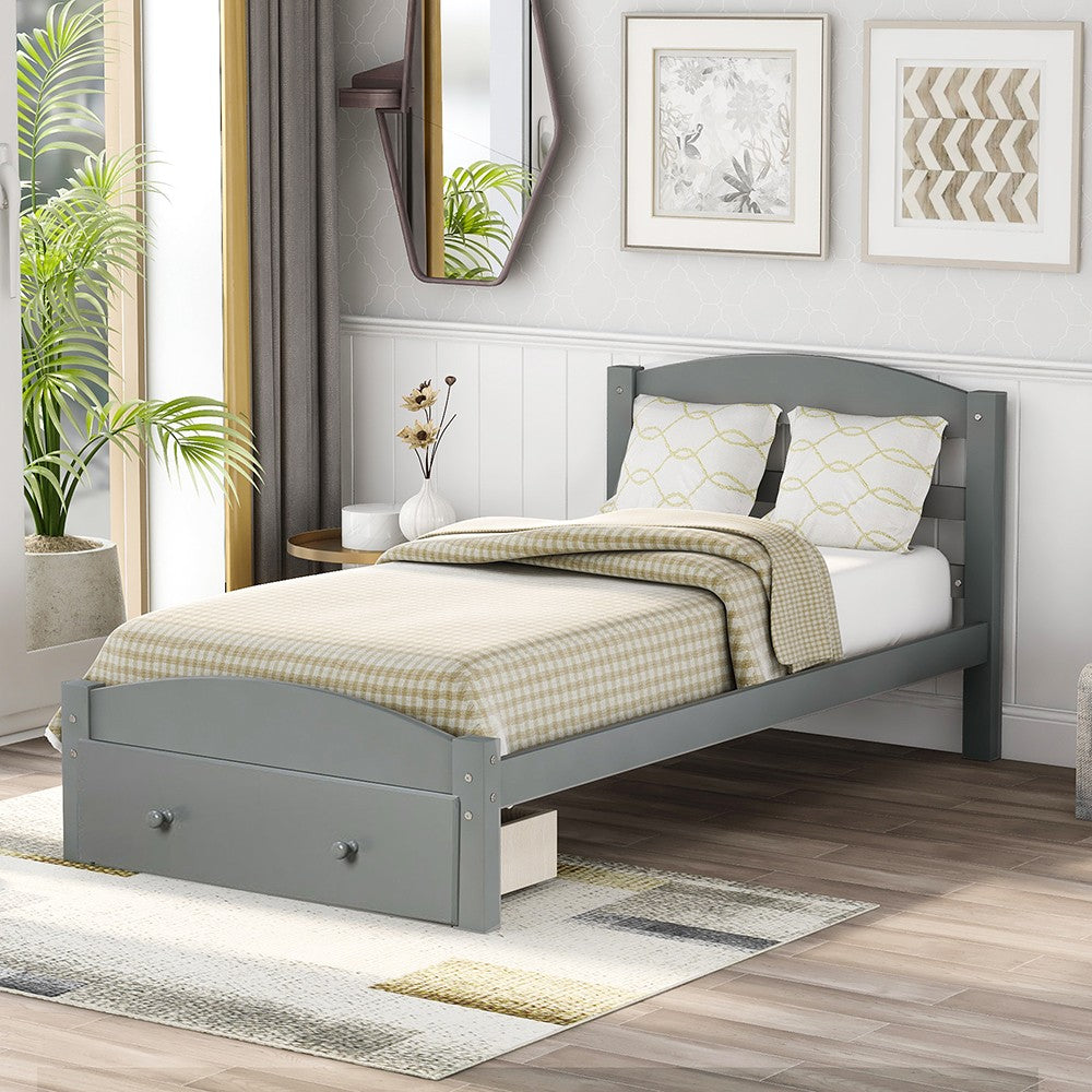 Twin Gray Upholstered Bed