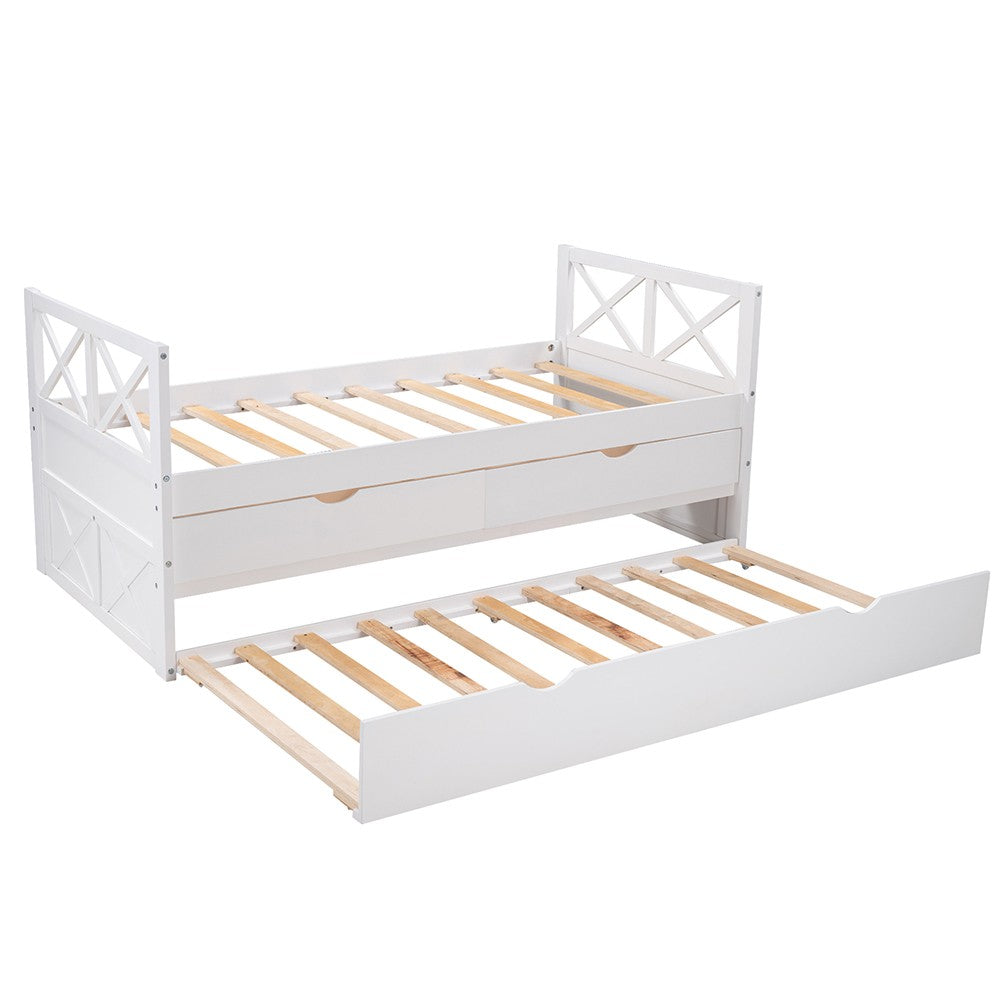 White Twin Bed with Trundle