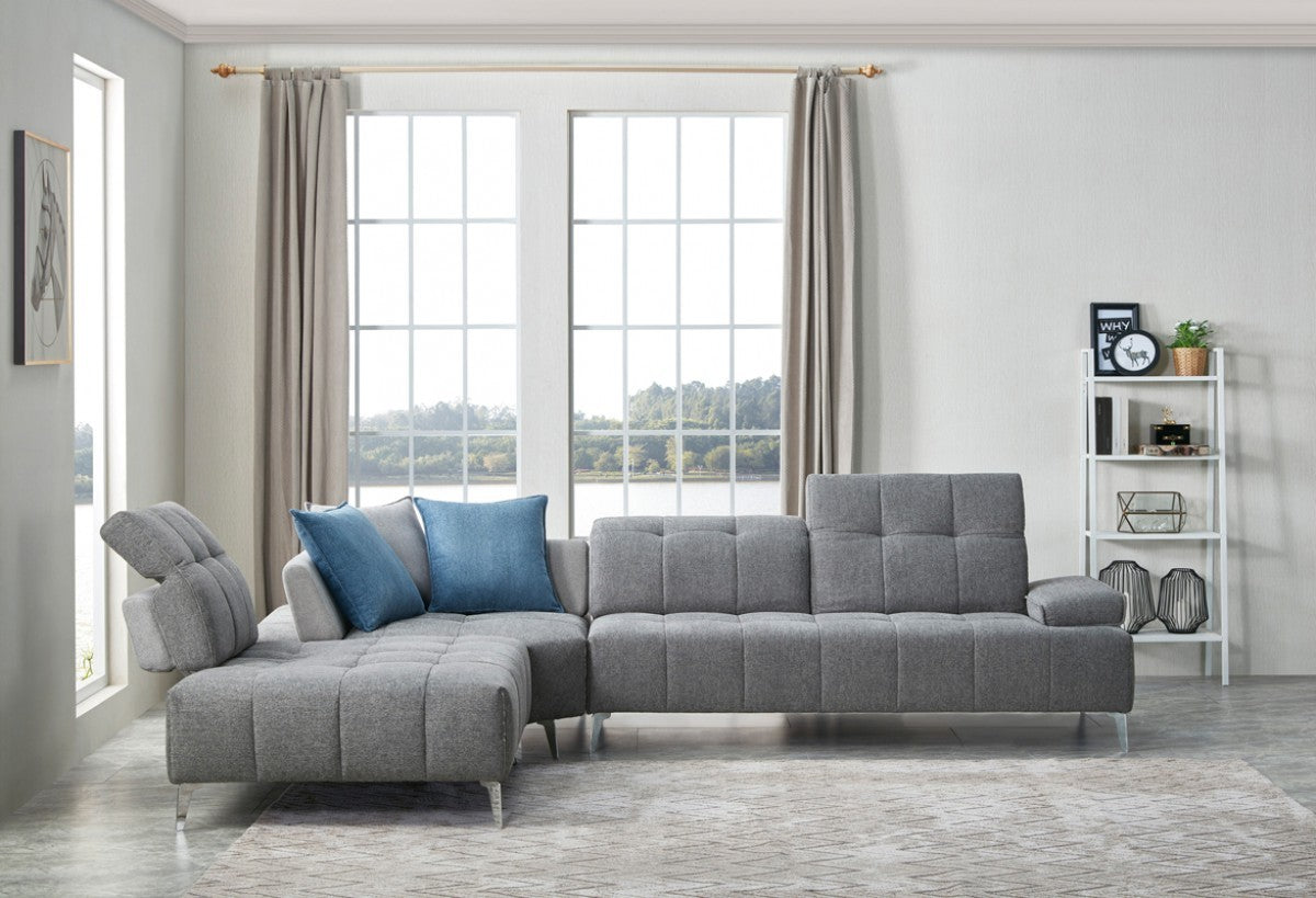 Gray 100% Polyester Modular L Shaped Three Piece Corner Sectional