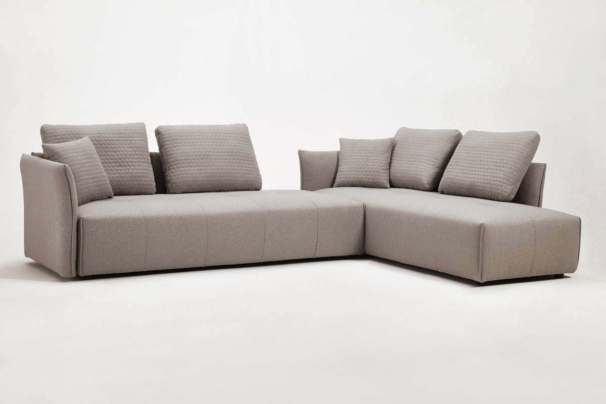 Light Gray 100% Polyester Modular L Shaped Two Piece Sofa And Chaise