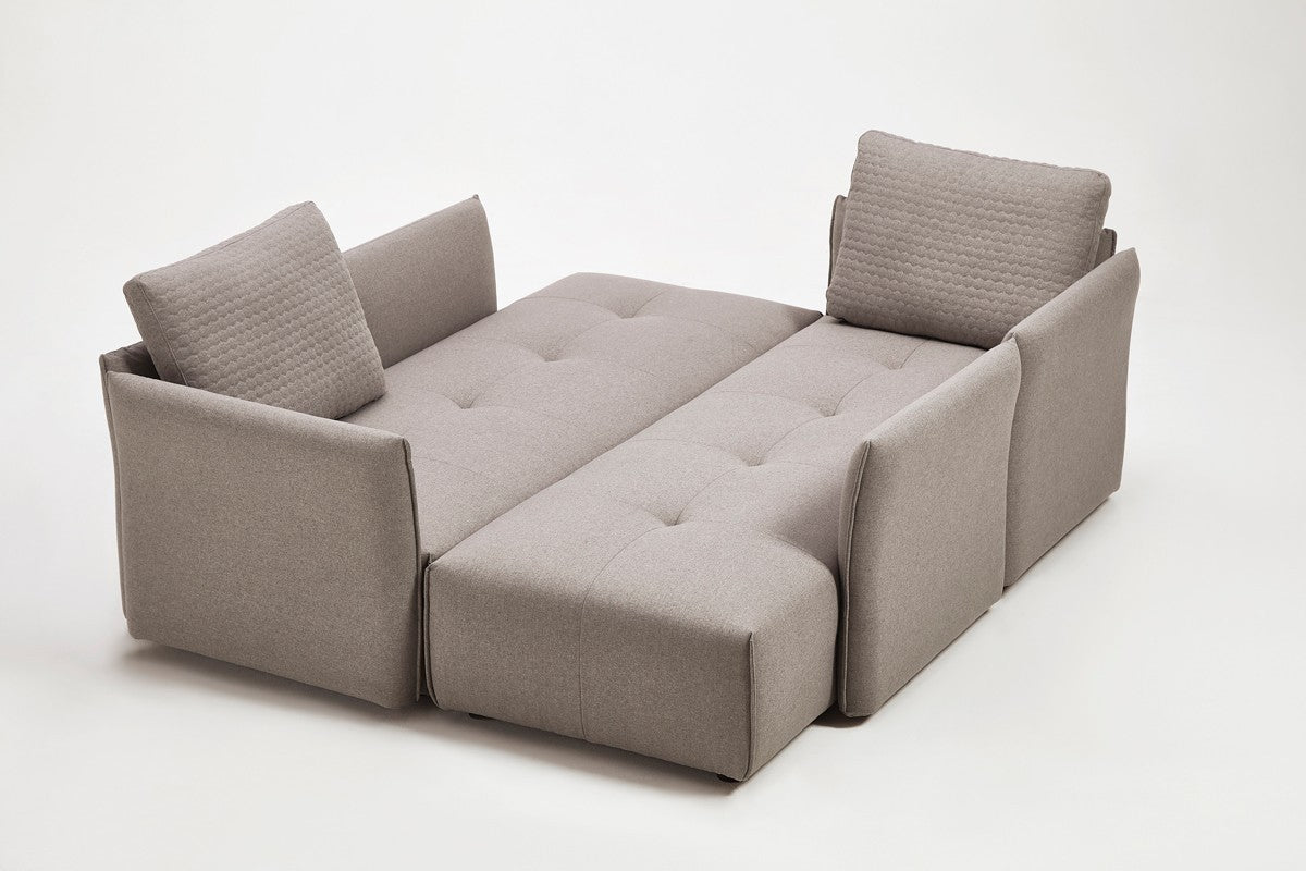 Light Gray 100% Polyester Modular L Shaped Two Piece Sofa And Chaise