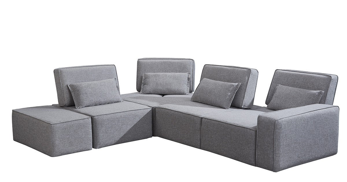 Light Gray 100% Polyester Modular L Shaped Four Piece Corner Sectional