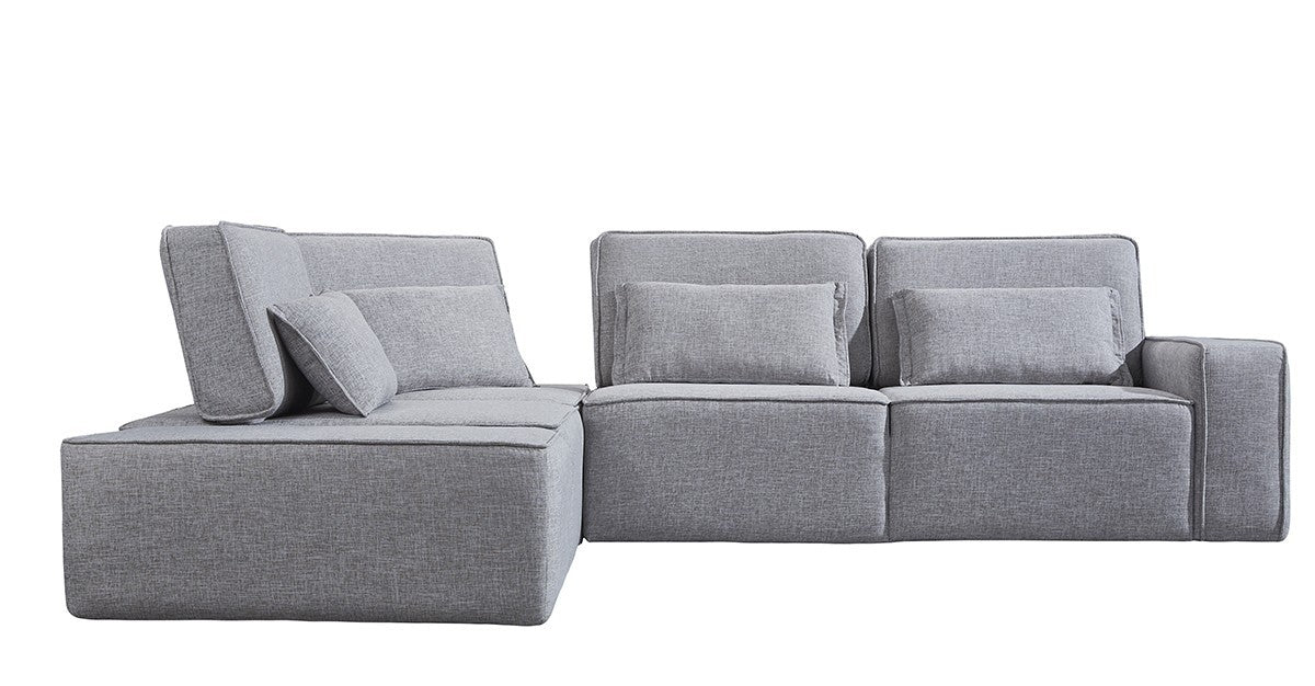 Light Gray 100% Polyester Modular L Shaped Four Piece Corner Sectional