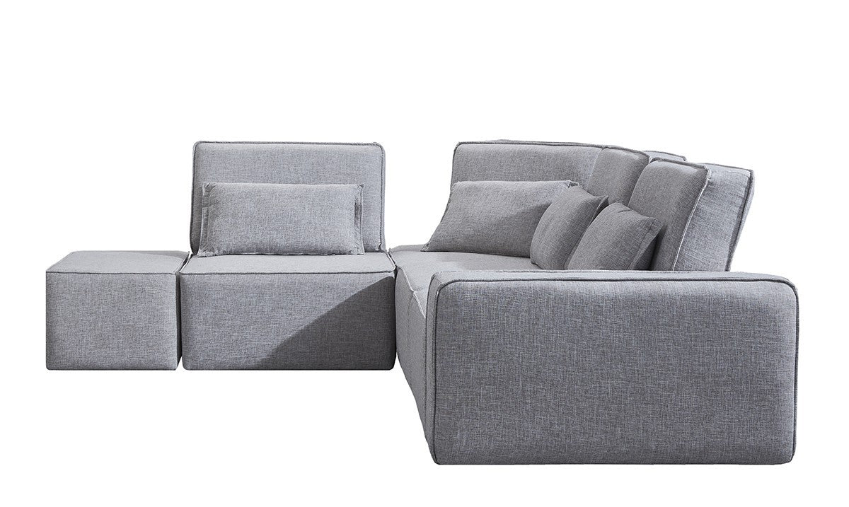 Light Gray 100% Polyester Modular L Shaped Four Piece Corner Sectional