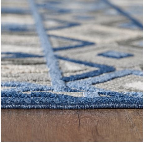 5' X 7' Blue And Gray Abstract Stain Resistant Indoor Outdoor Area Rug