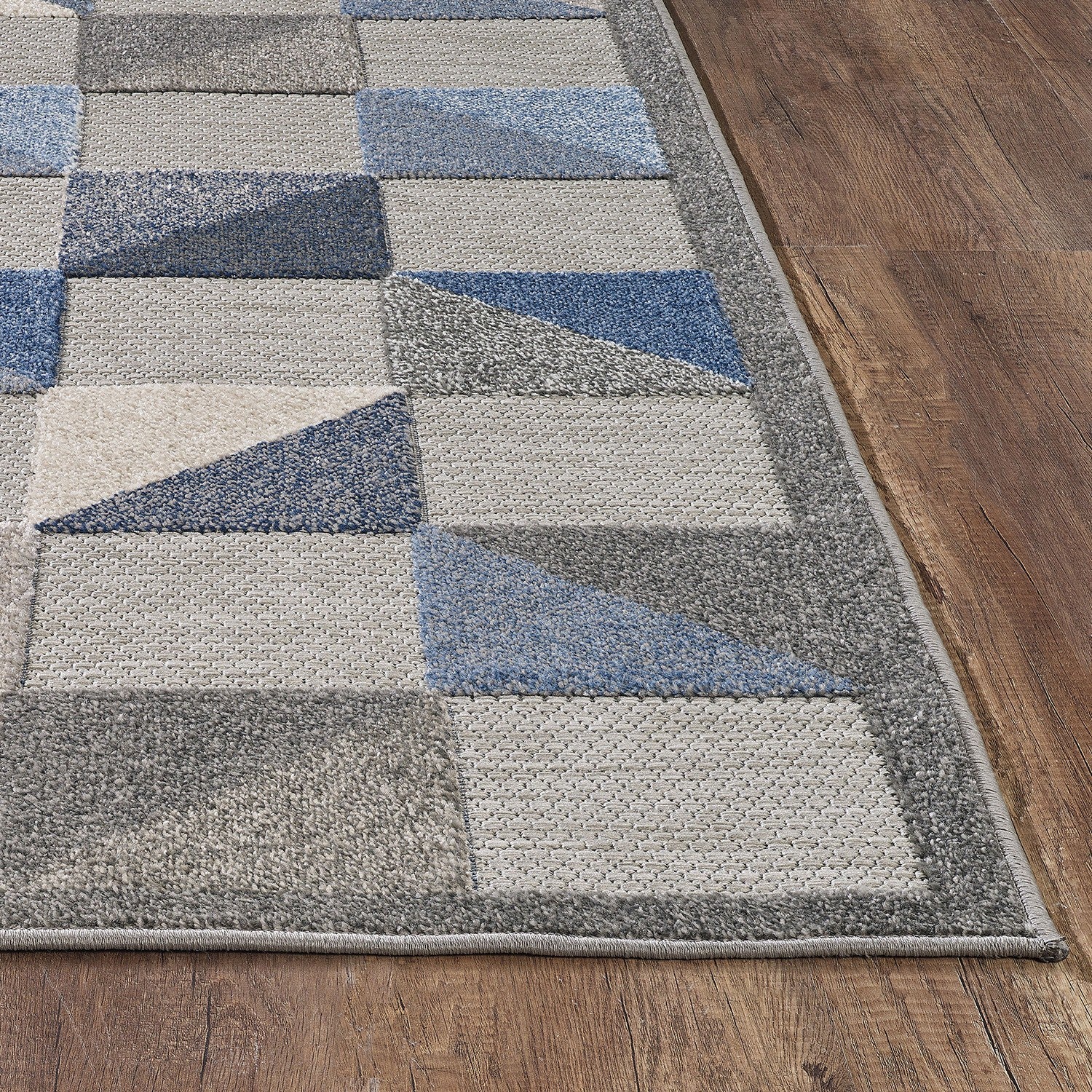 2' X 4' Blue And Gray Geometric Stain Resistant Indoor Outdoor Area Rug