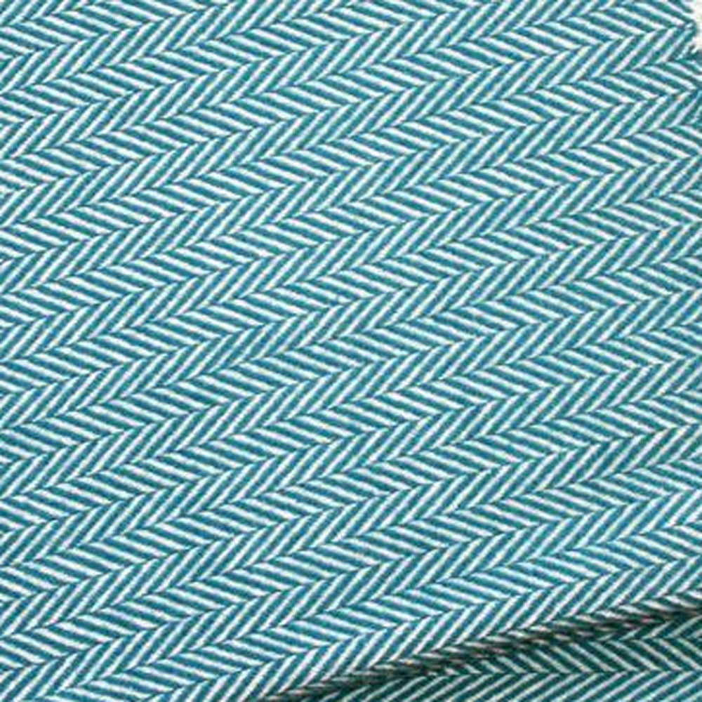 Teal Blue and White Dreamy Soft Herringbone Throw Blanket