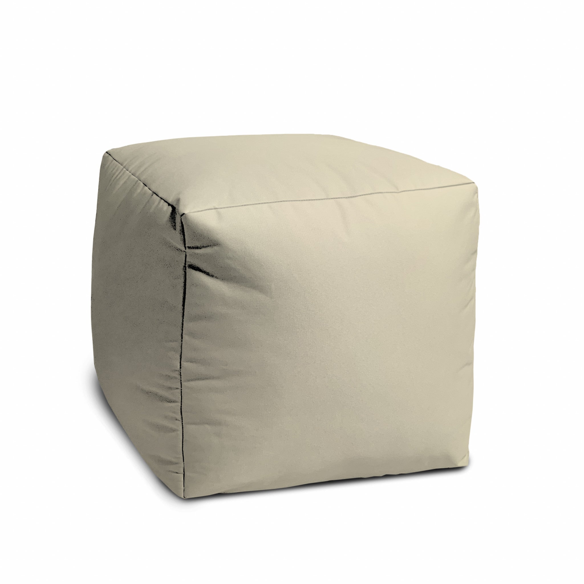 17" Cool Neutral Ivory Solid Color Indoor Outdoor Pouf Ottoman