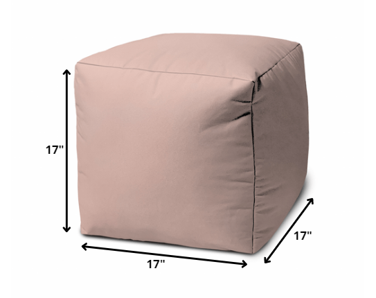 17" Cool Pale Pink Blush Solid Color Indoor Outdoor Pouf Ottoman